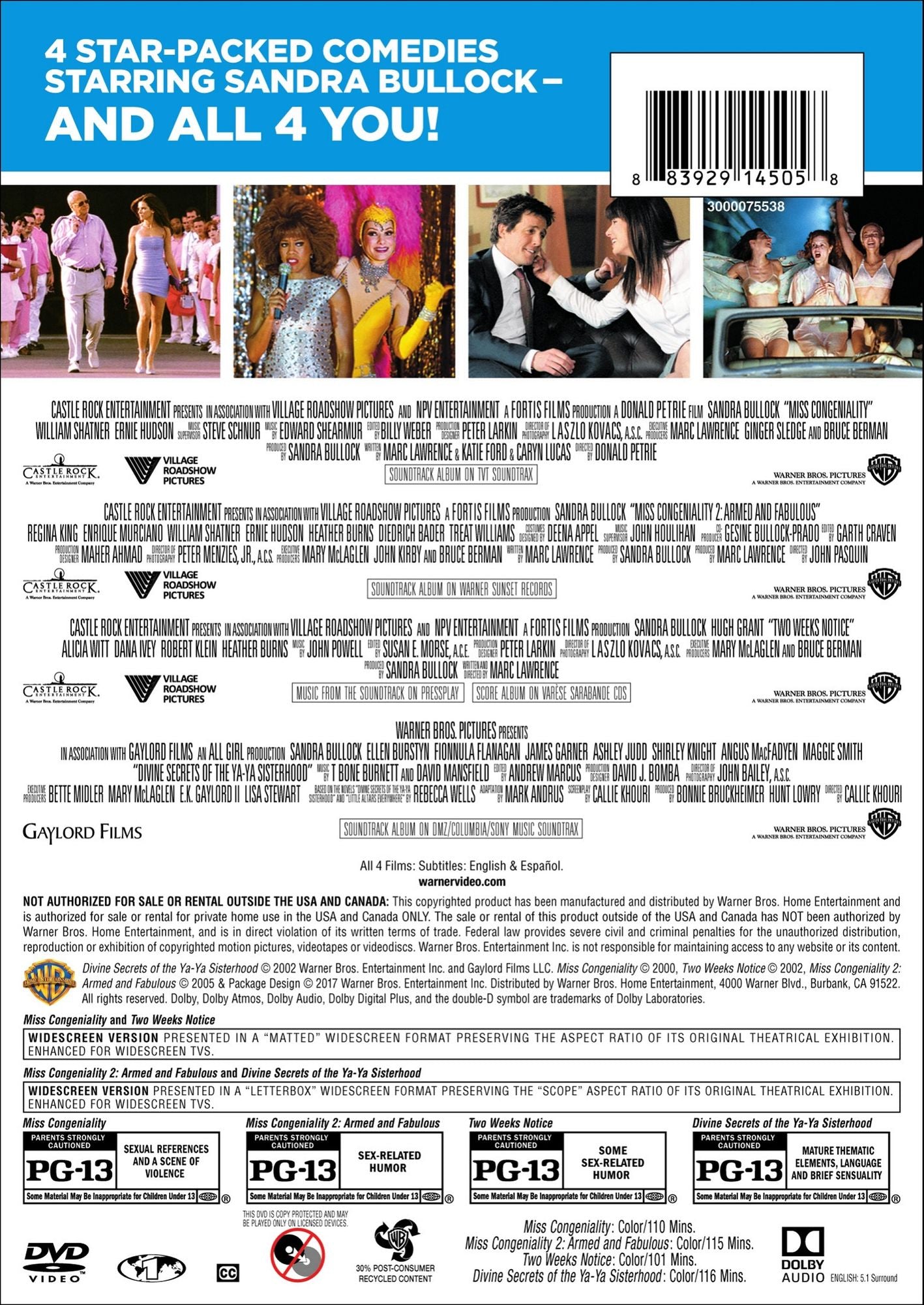 Sandra Bullock Comedy Collection: 4 Film Favorites [2 Discs]