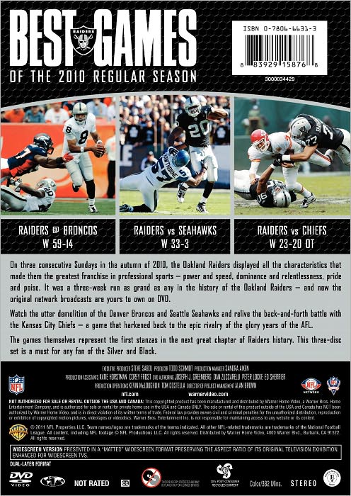 NFL: Best Games of 2010 Season - Oakland Raiders [3 Discs]
