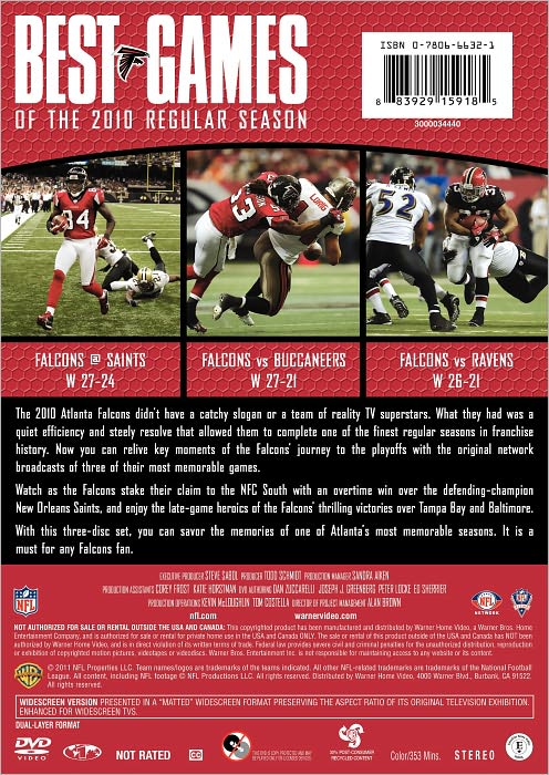 NFL: Best Games of 2010 Season - Atlanta Falcons [3 Discs]