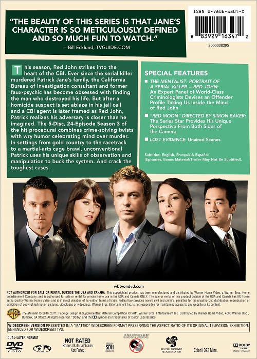 The Mentalist: The Complete Third Season [5 Discs]