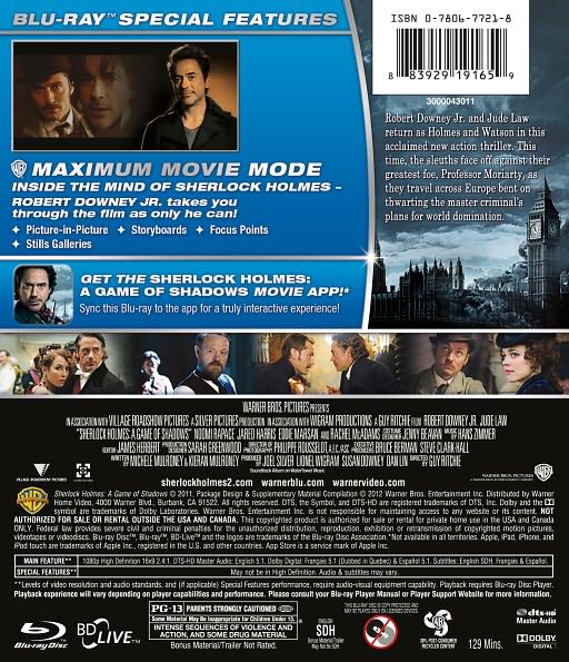 Sherlock Holmes: A Game of Shadows [2 Discs] [Includes Digital Copy] [UltraViolet] [Blu-ray/DVD]