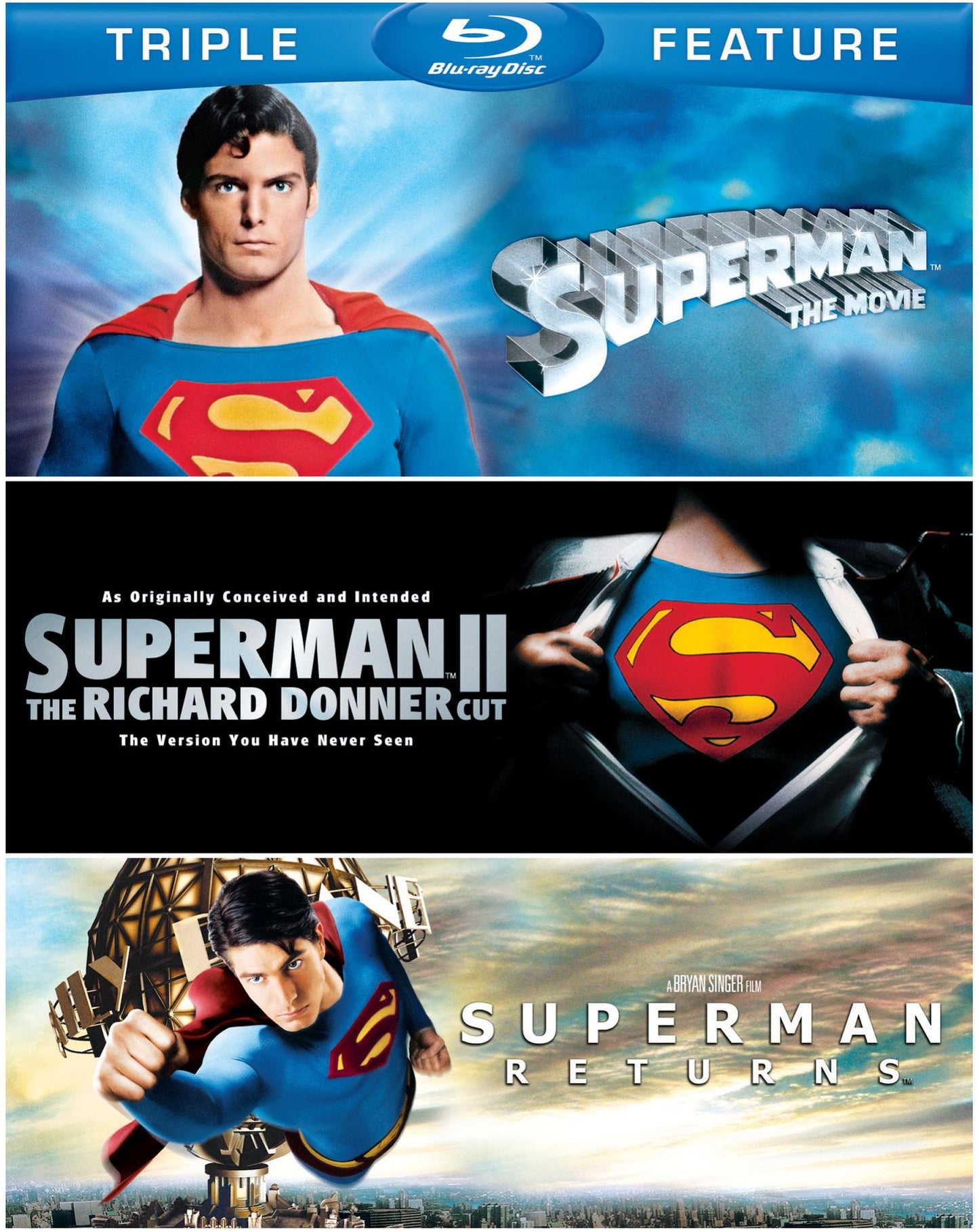 Superman: The Movie/The Superman II: The Richard Donner Cut/Superman Returns [3 Discs] [Blu-ray]