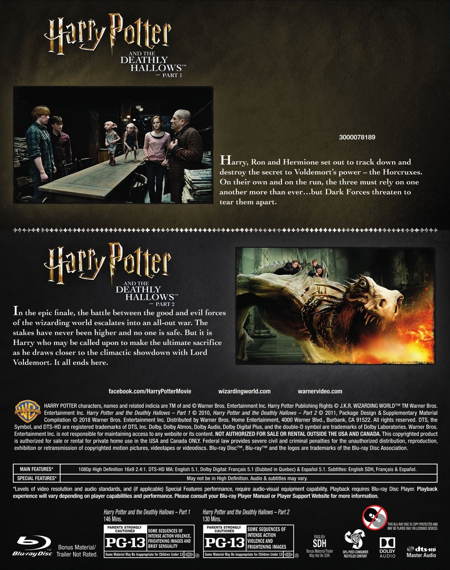 Harry Potter and the Deathly Hollows, Parts 1 and 2 [2 Discs] [Blu-ray]