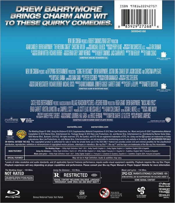 The Wedding Singer/Going the Distance/Music and Lyrics [3 Discs] [Blu-ray]
