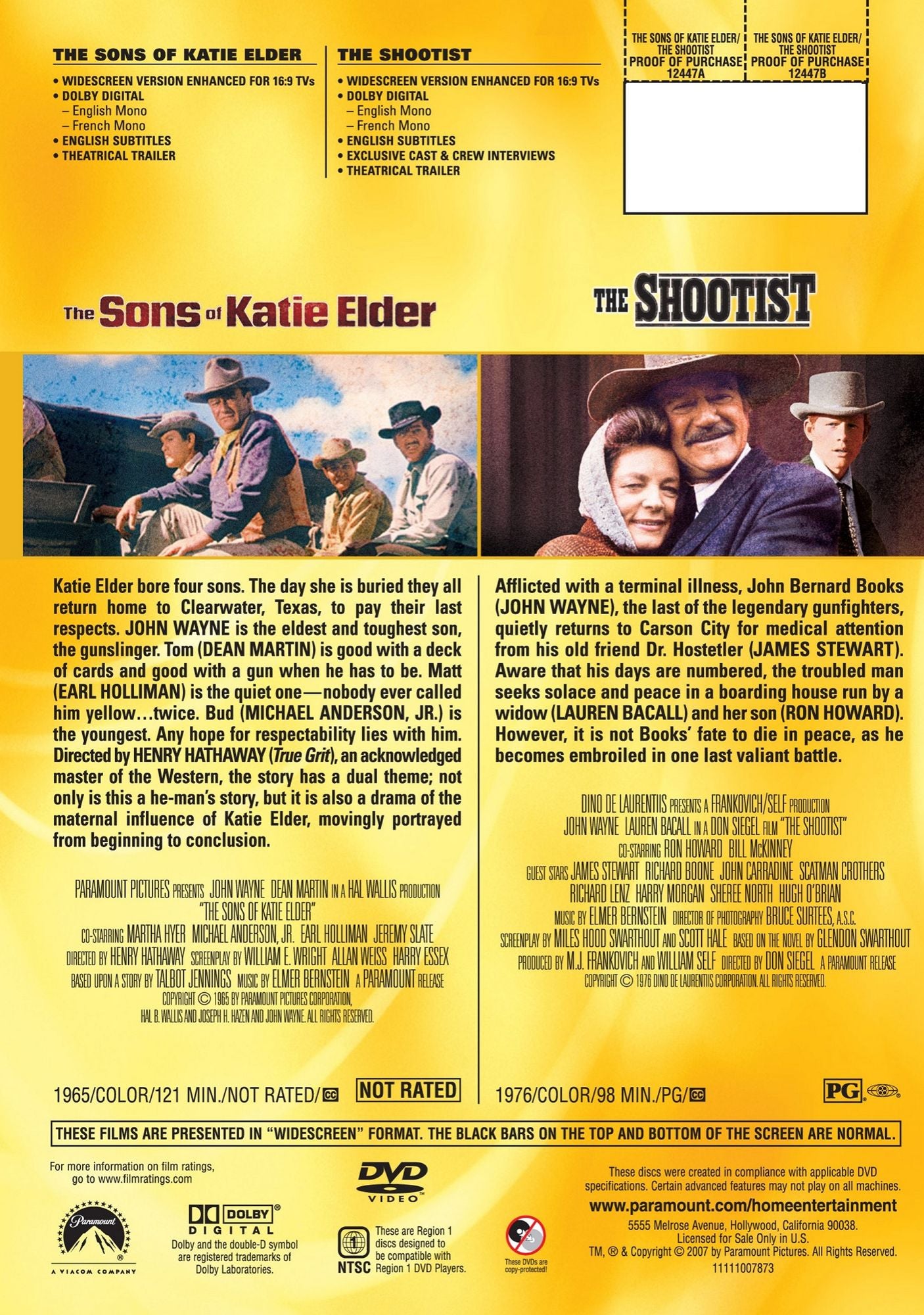 The Sons of Katie Elder/The Shootist [2 Discs]