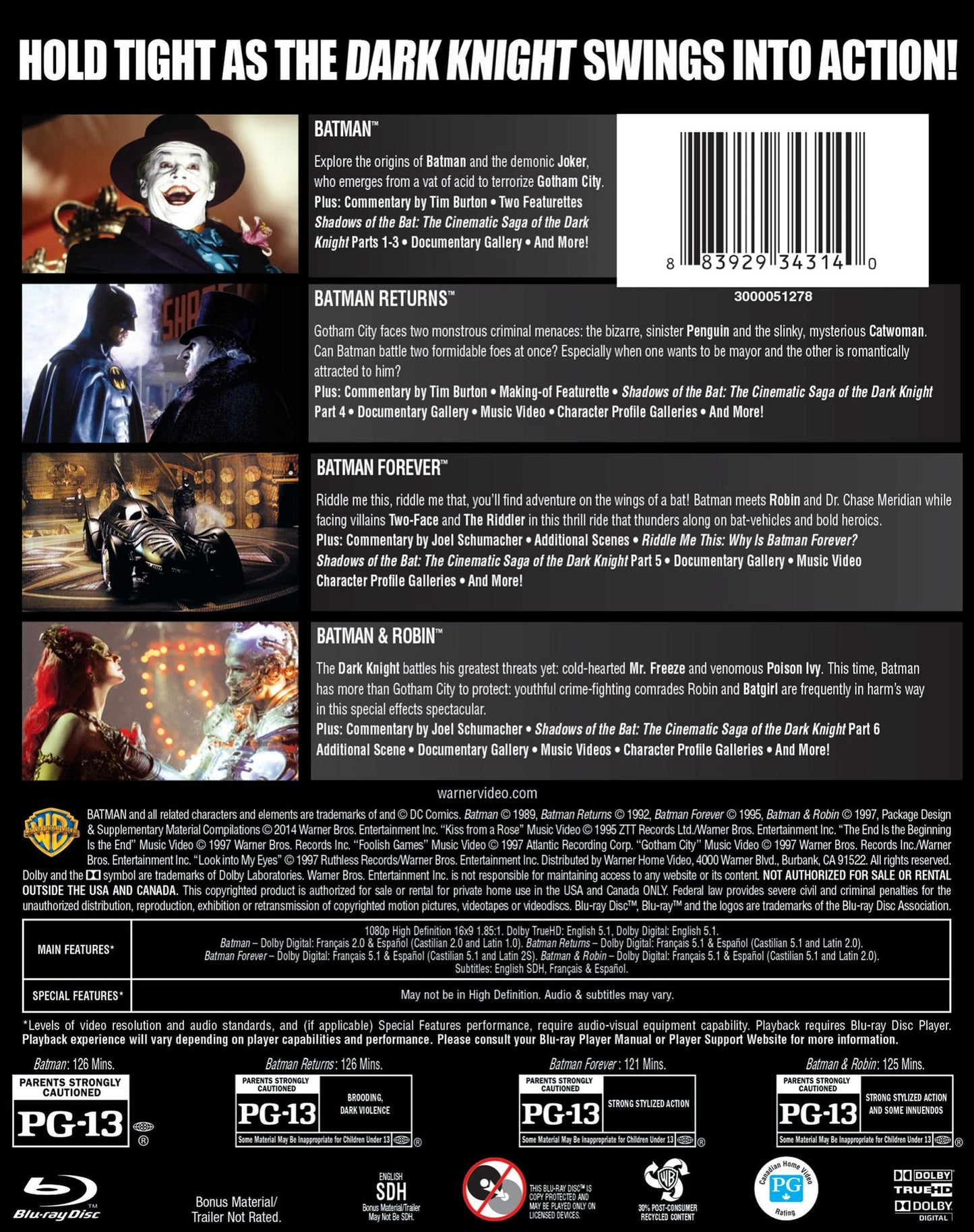 Batman Collection: 4 Film Favorites [4 Discs] [Blu-ray]