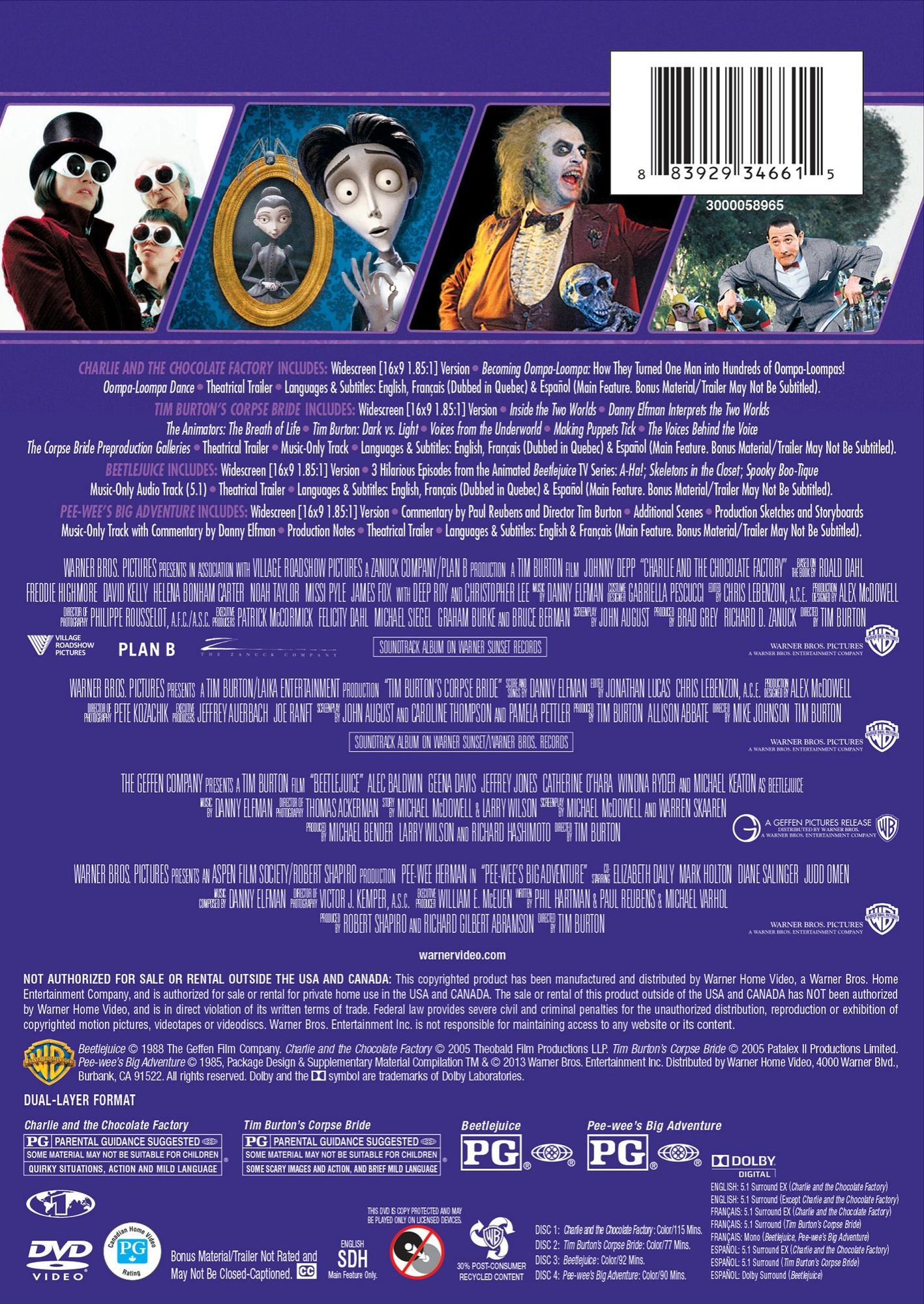 Tim Burton Collection: 4 Film Favorites [4 Discs]