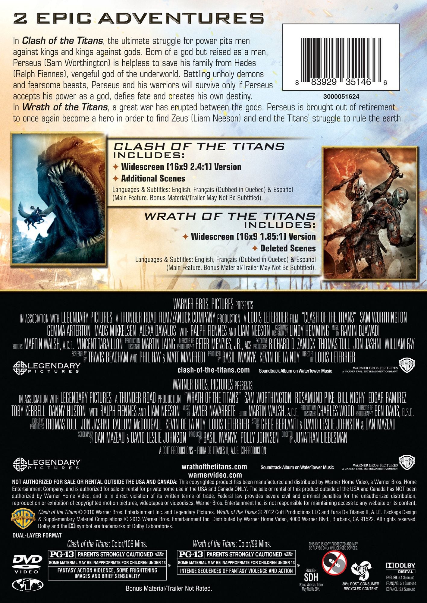 Clash of the Titans/Wrath of the Titans [2 Discs]