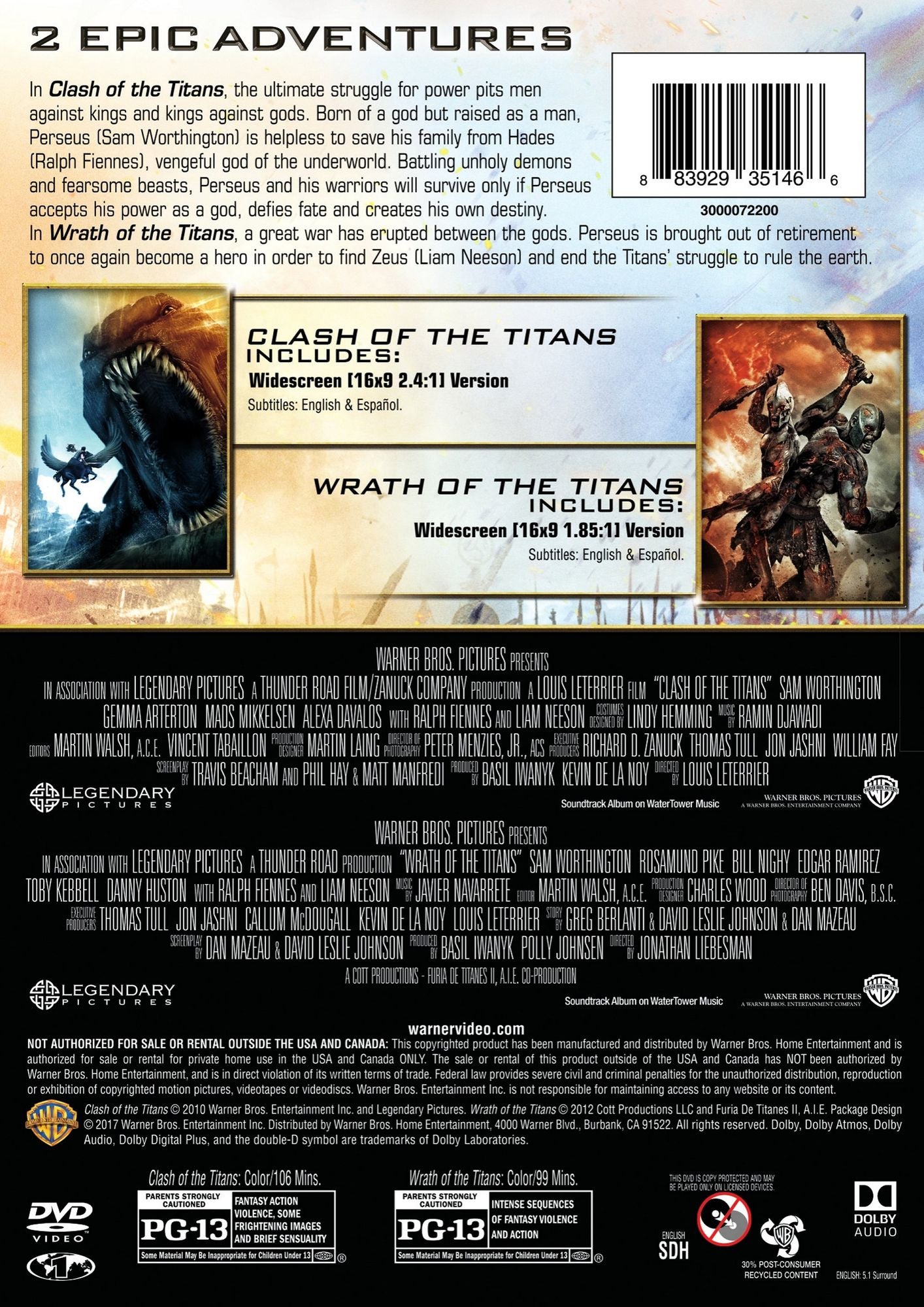 Clash of the Titans/Wrath of the Titans [2 Discs]