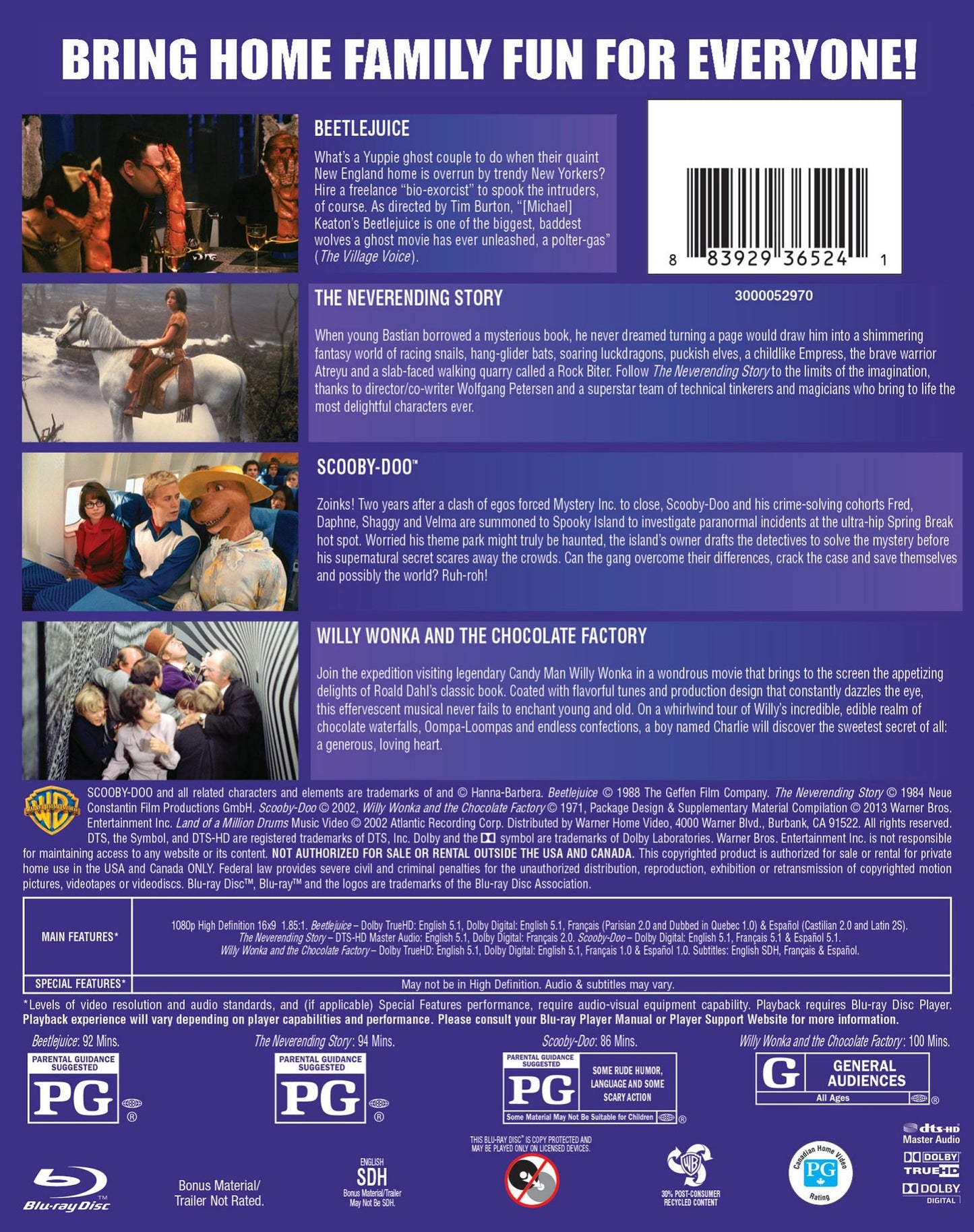 Family Fantasy Collection: 4 Film Favorites [4 Discs] [Blu-ray]