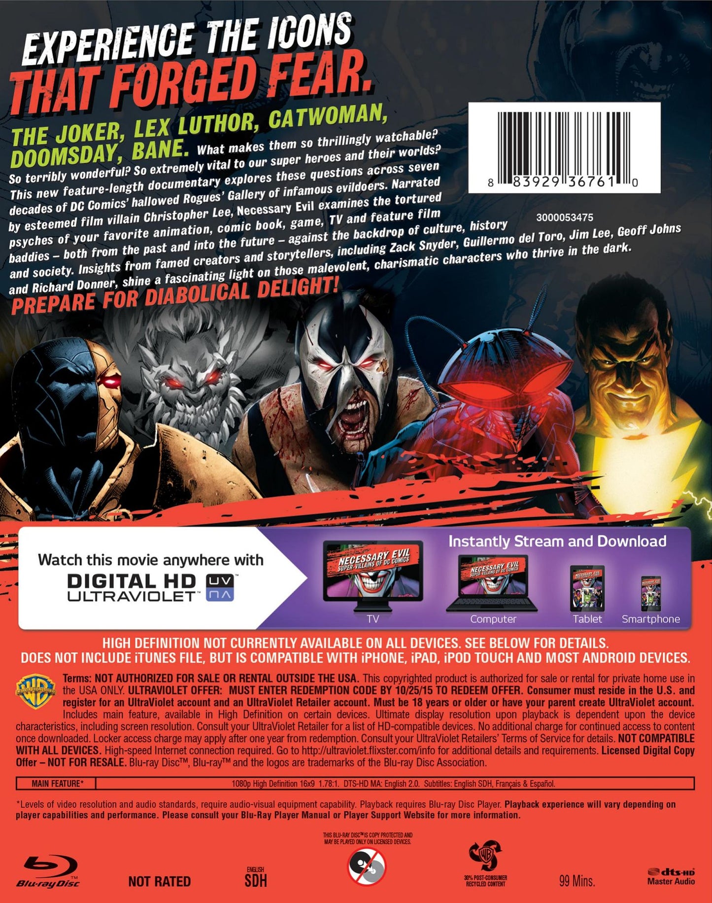 Necessary Evil: Super-Villains of DC Comics [Includes Digital Copy] [2 Discs] [Blu-ray/DVD]