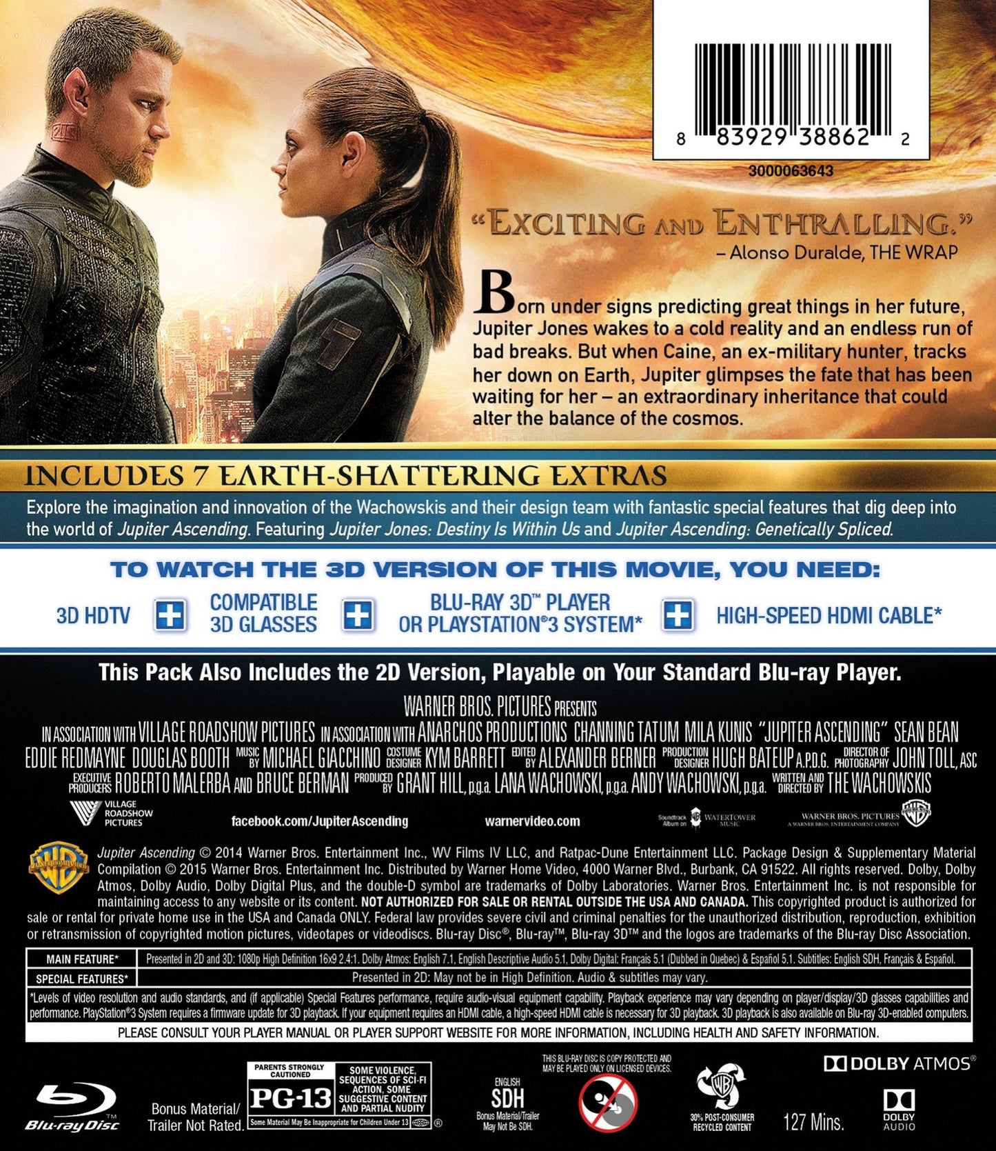 JUPITER ASCENDING (3-D BR W/DVD
