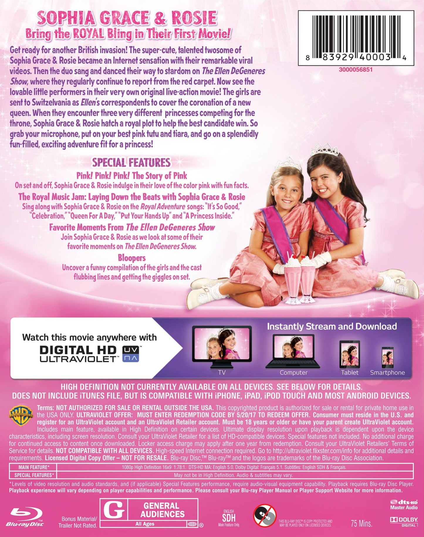 Sophia Grace and Rosie's Royal Adventure [Blu-ray]