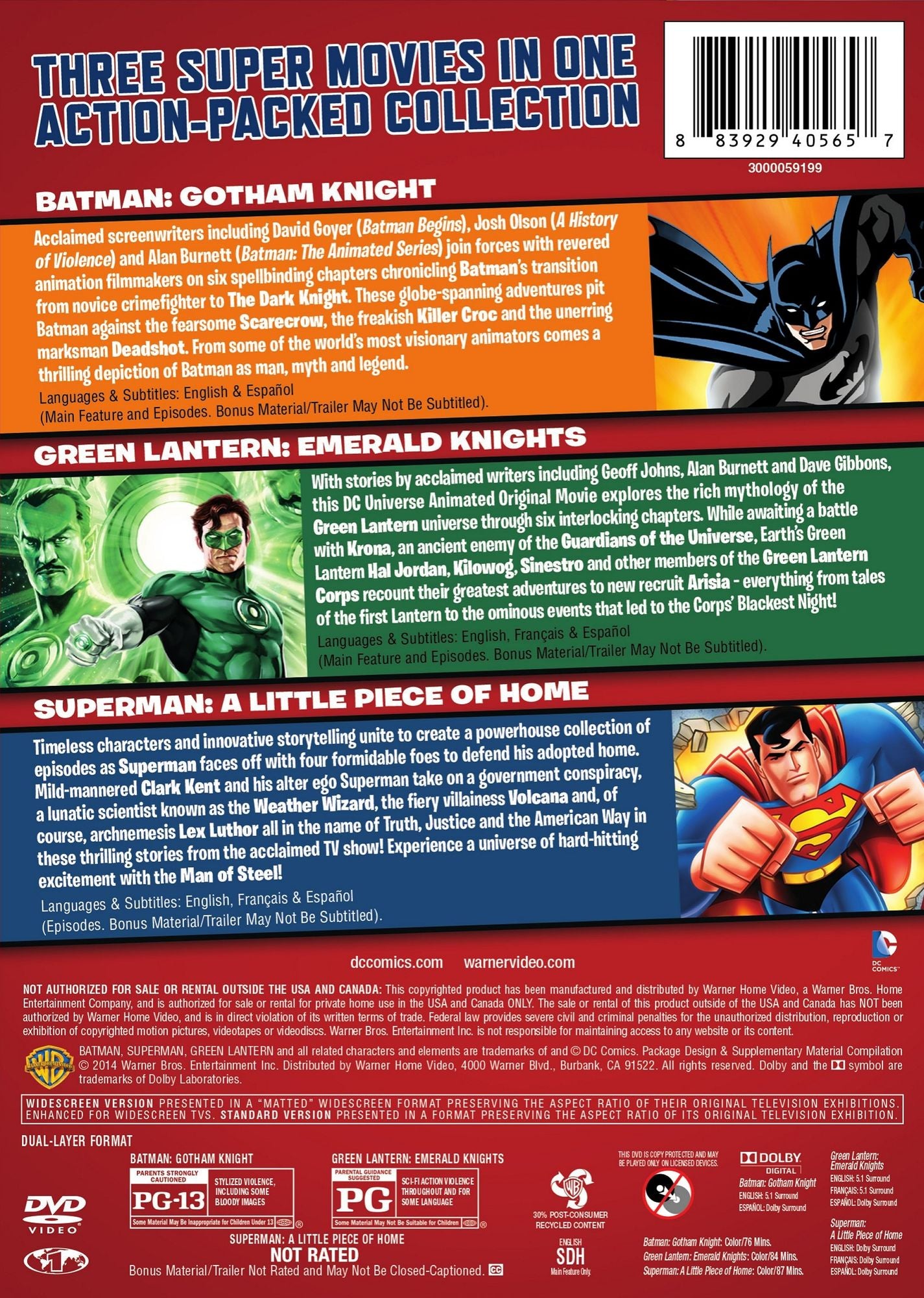 DC SUPERHEROES MOVIES 3-PK(RPKG