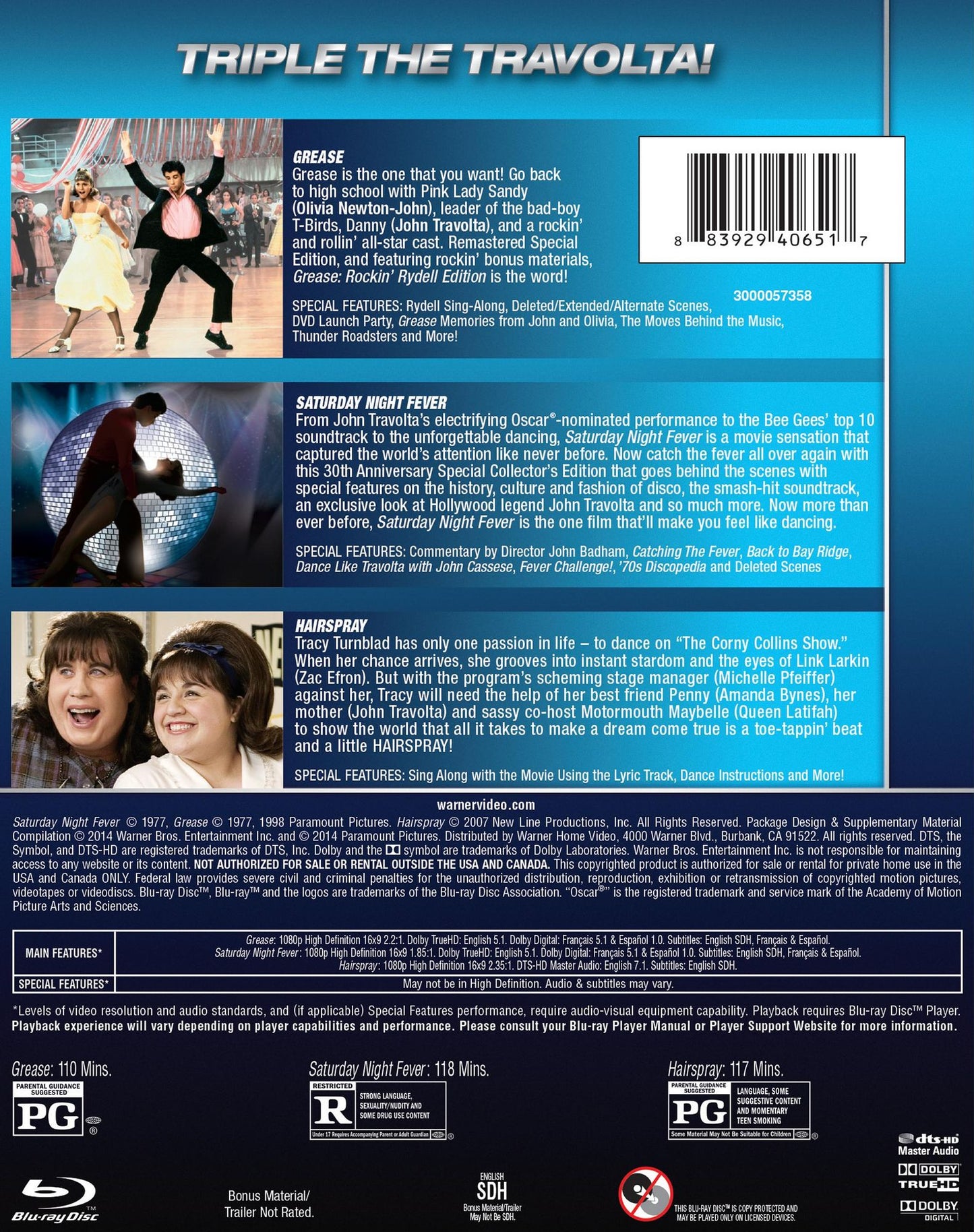 Grease/saturday Night Fever/hairspray