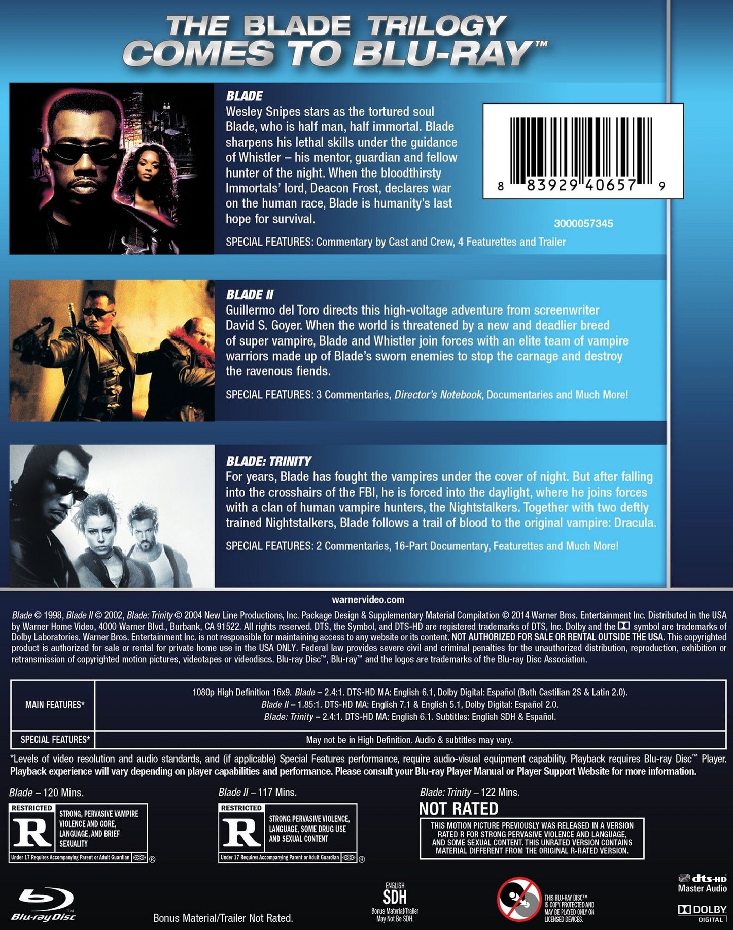 Blade/Blade 2/Blade: Trinity [3 Discs] [Blu-ray]