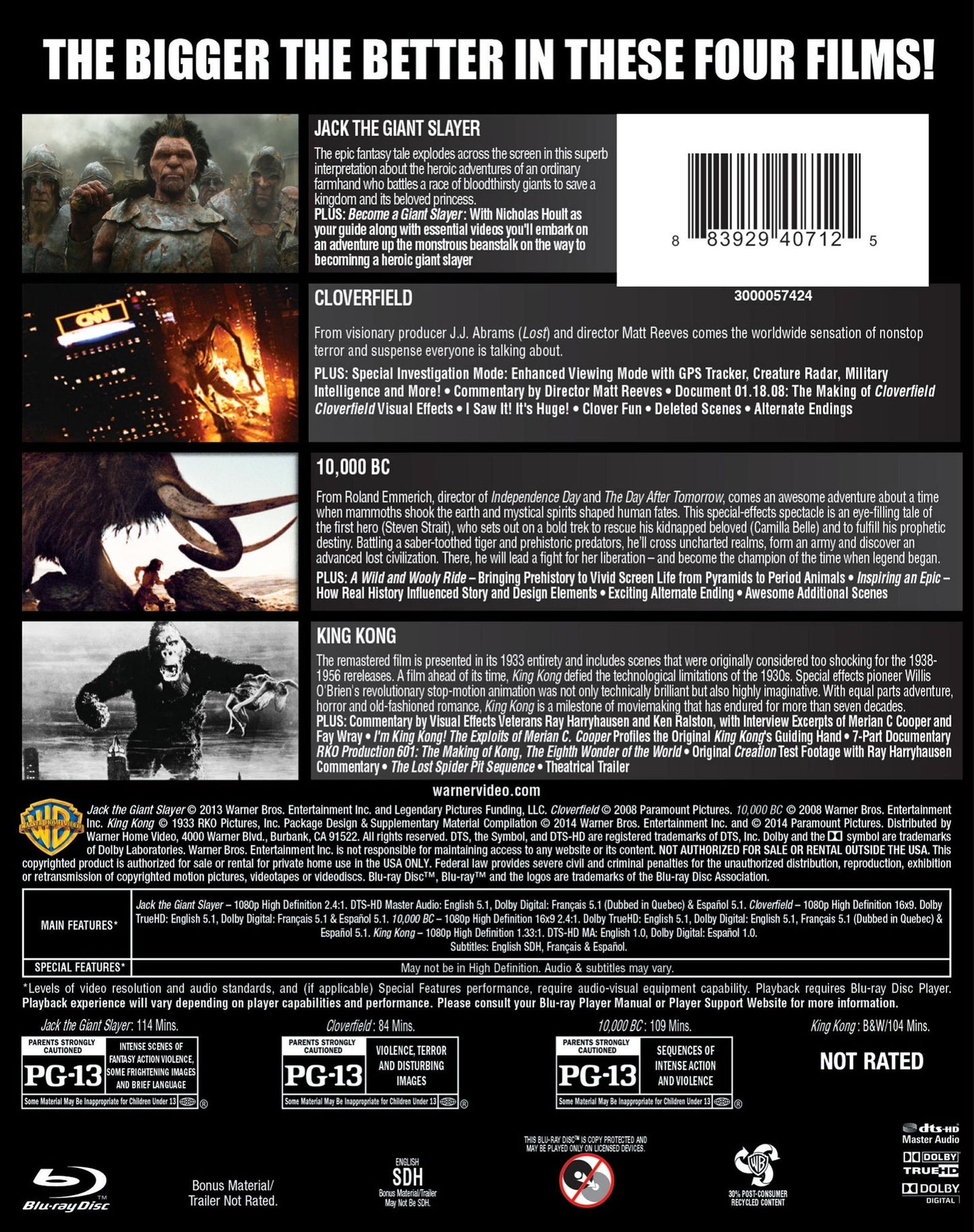 4 Film Favorites: Colossal Monster Collection