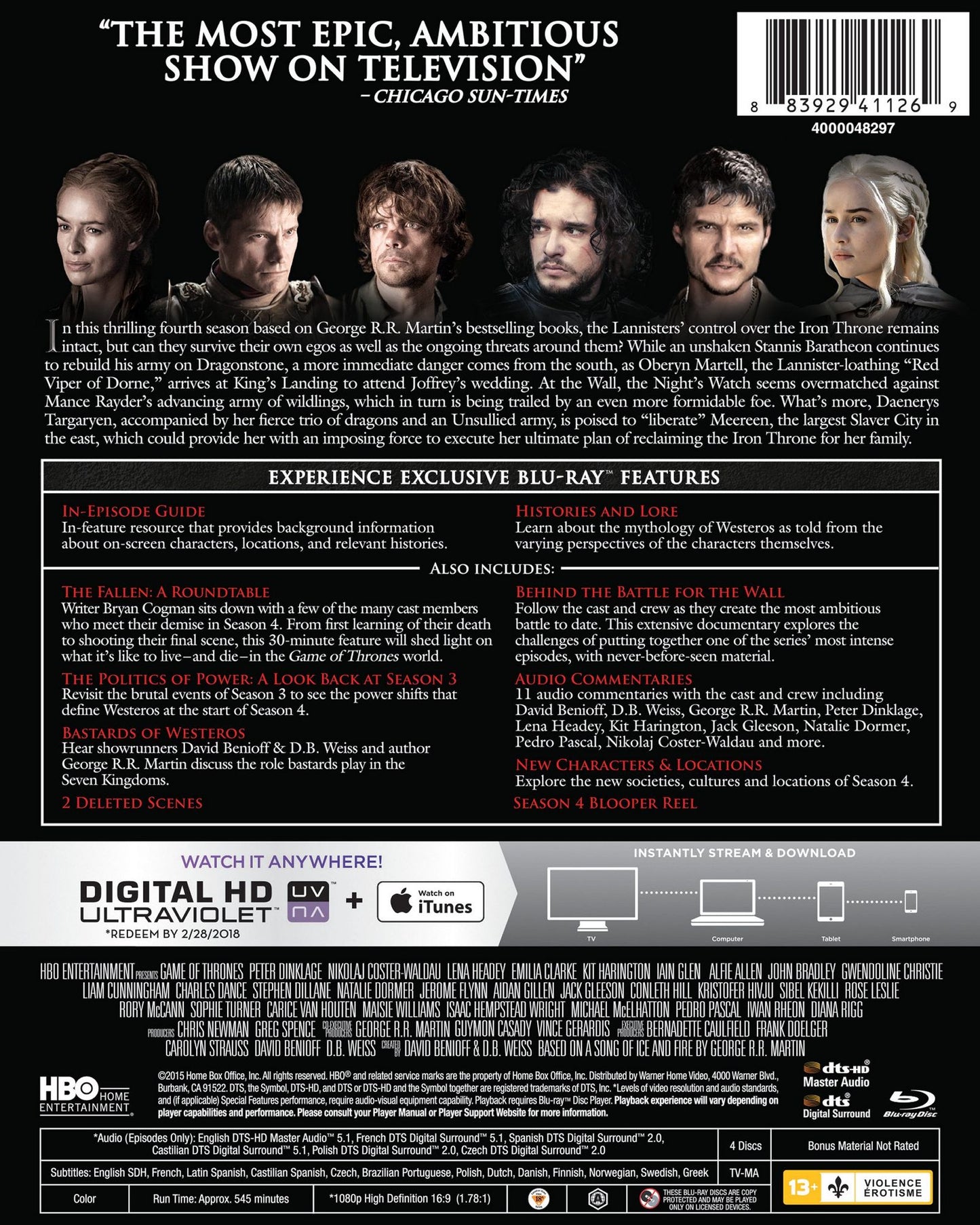 Game of Thrones: The Complete Fourth Season [Includes Digital Copy] [Blu-ray]