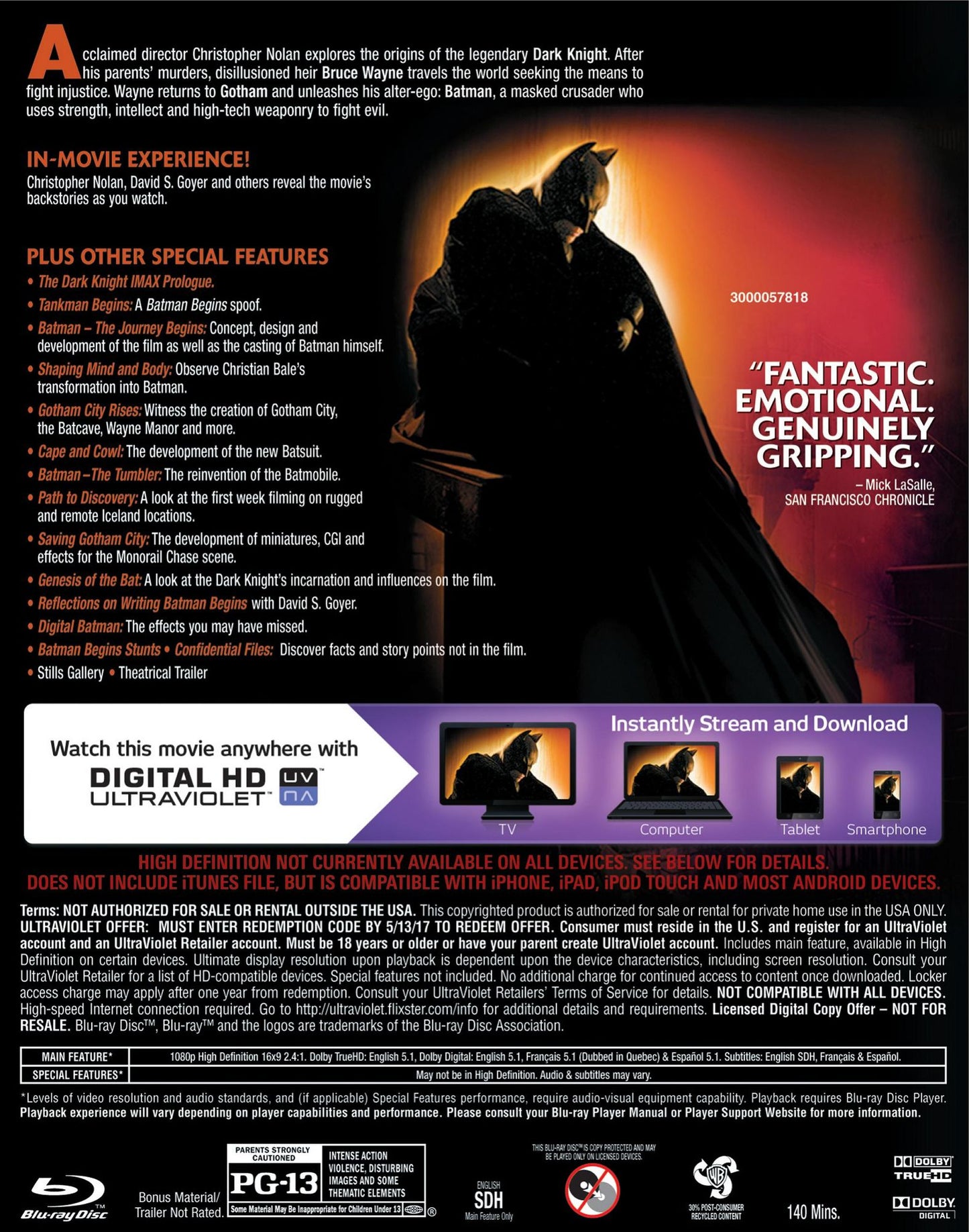 Batman Begins [2 Discs] [Includes Digital Copy] [UltraViolet] [Blu-ray]