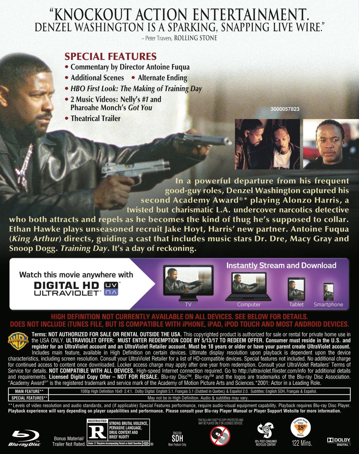 Training Day [2 Discs] [Includes Digital Copy] [UltraViolet] [Blu-ray/DVD]
