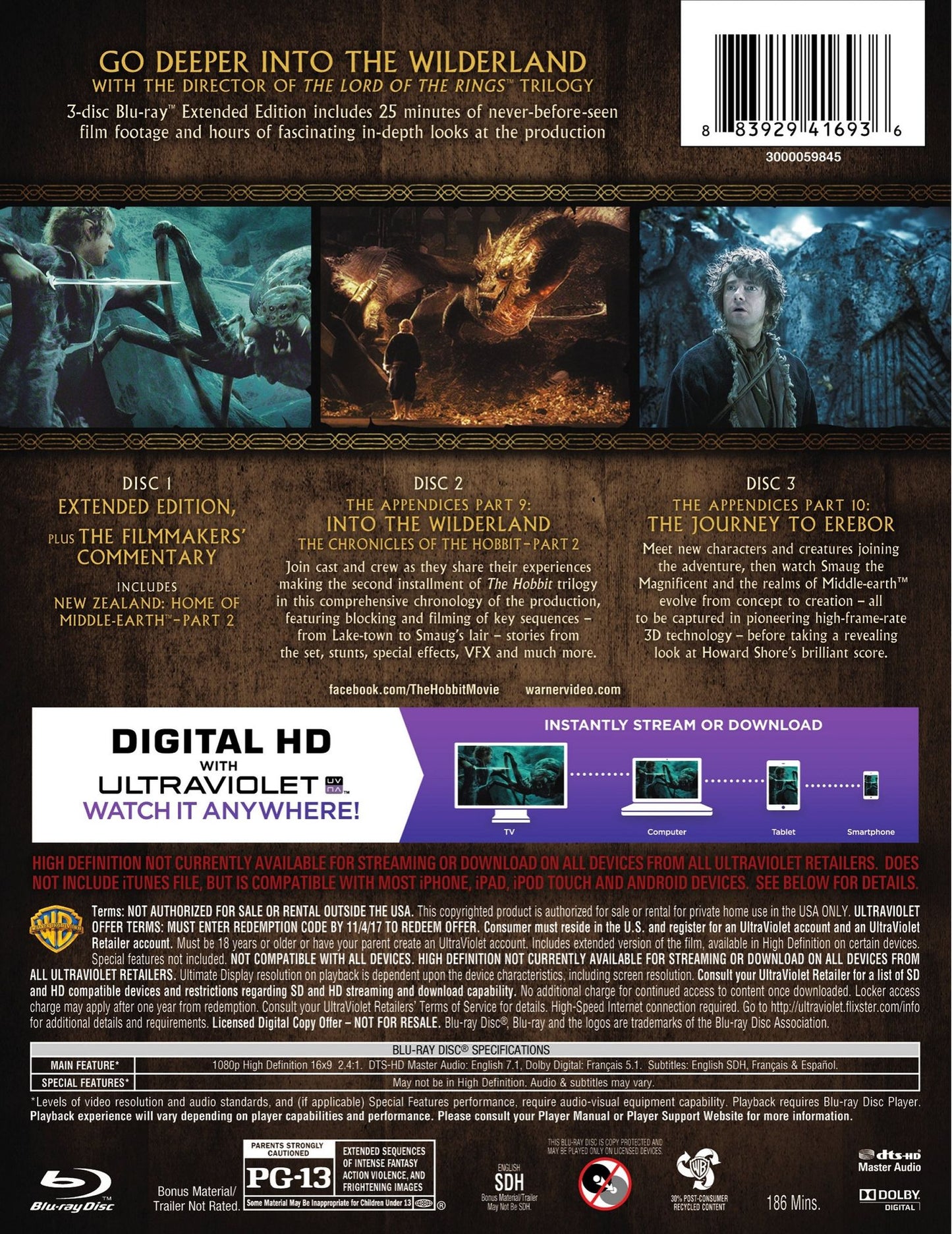HOBBIT 2: (3PC EXT. BR UVDC)