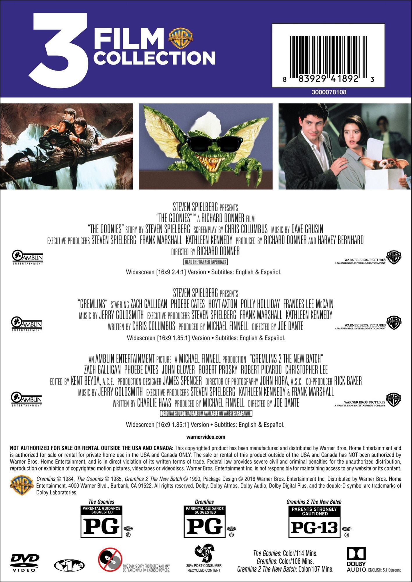 The Goonies/Gremlins/Gremlins 2: The New Batch