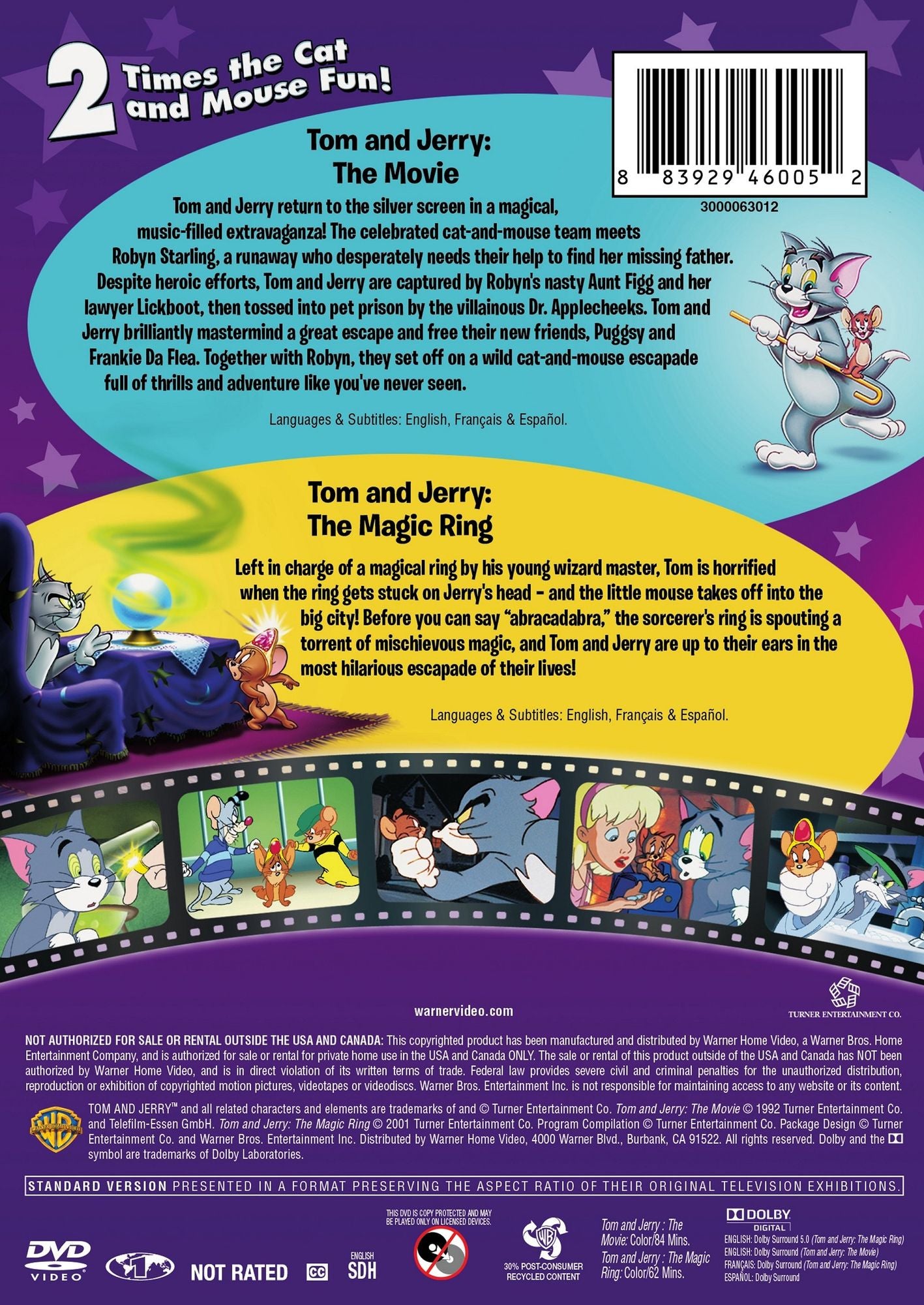 Tom and Jerry Double Feature: Tom and Jerry: The Movie/The Magic Ring [2 Discs]