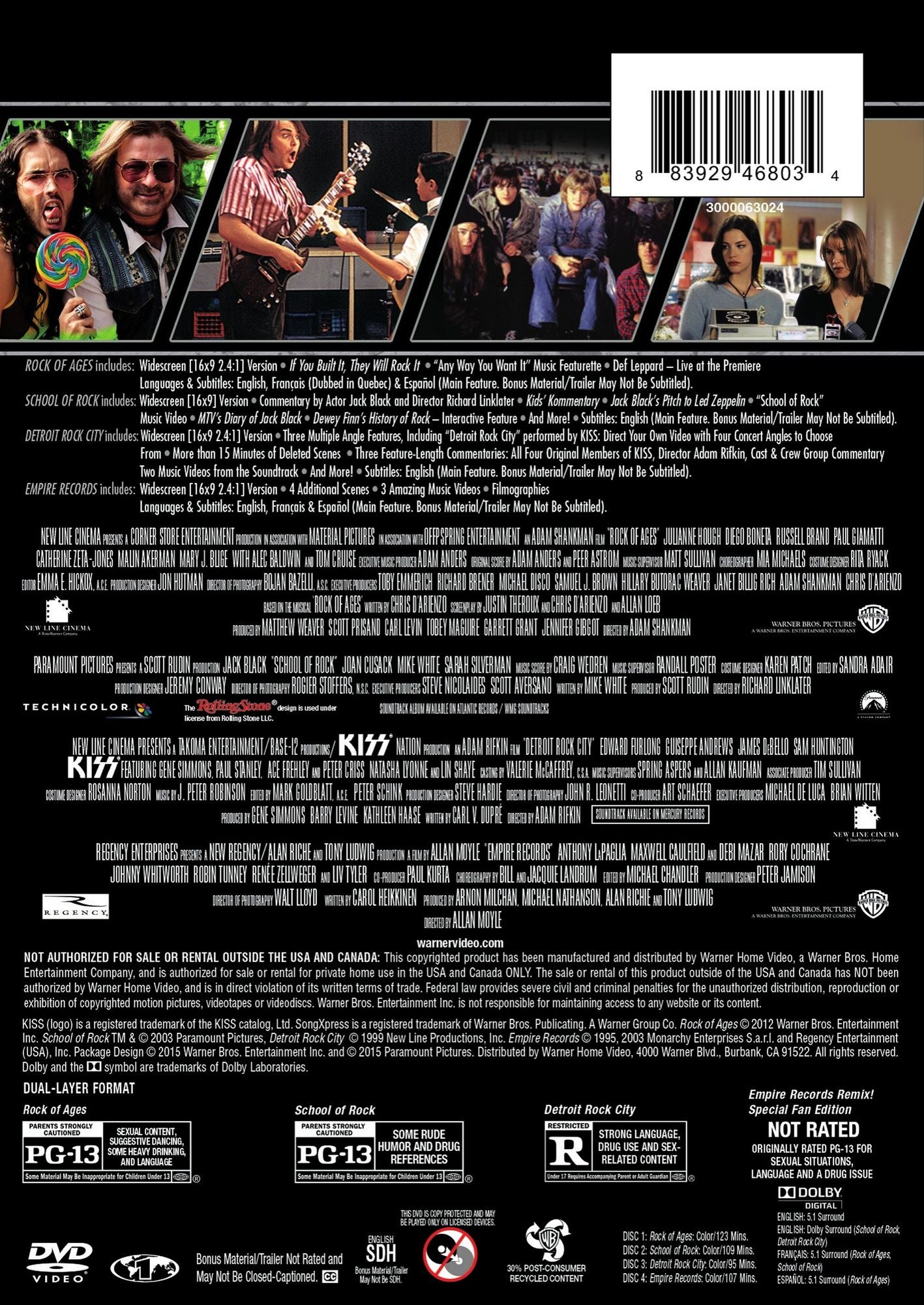 MOVIES THAT ROCK / (4PC BOX)