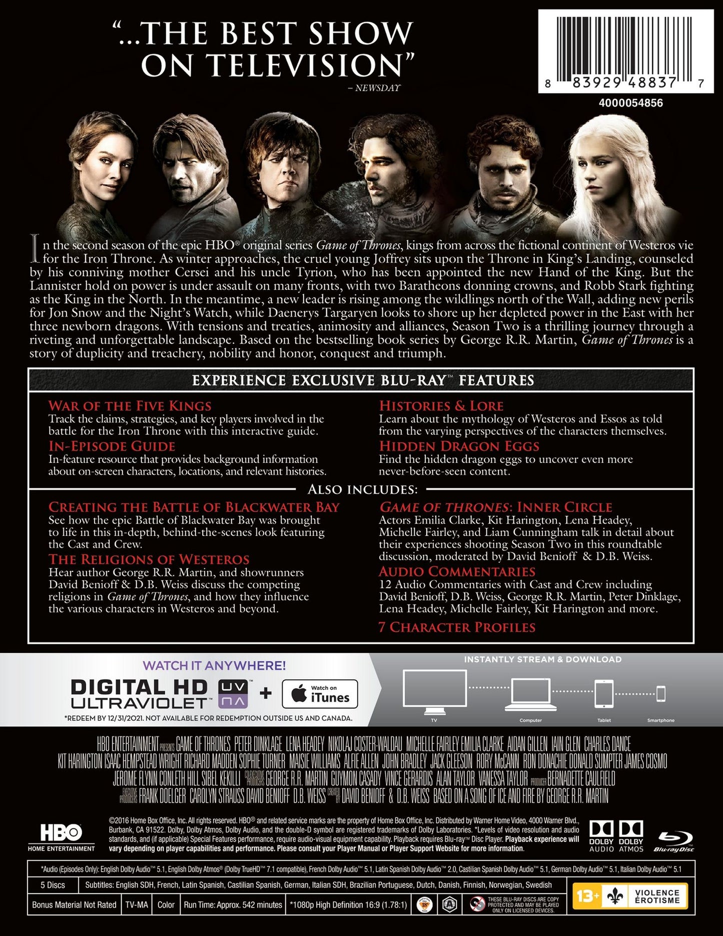 Game of Thrones: The Complete Second Season [Blu-ray] [5 Discs]