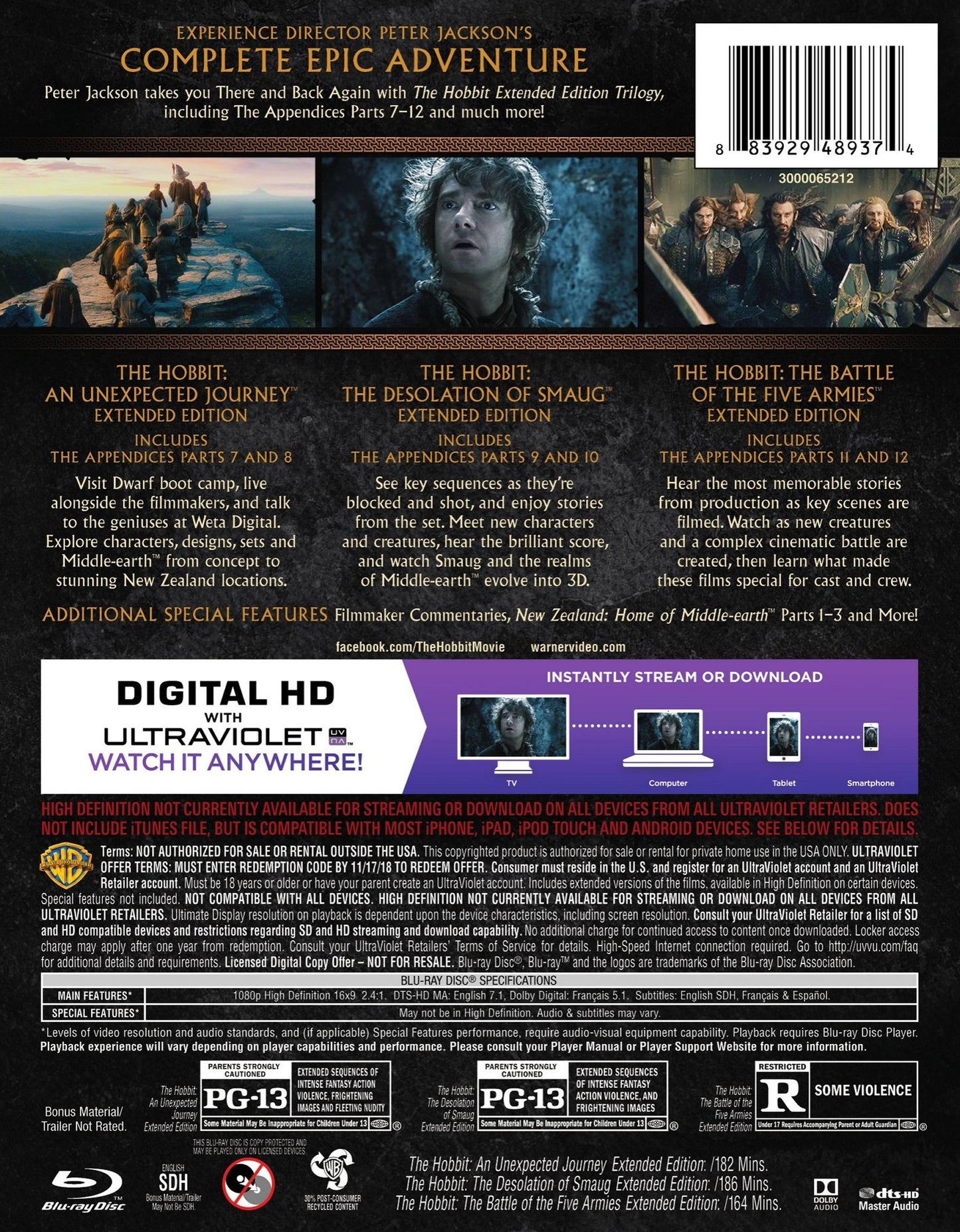 The Hobbit: The Motion Picture Trilogy [Extended Edition] [Blu-ray]