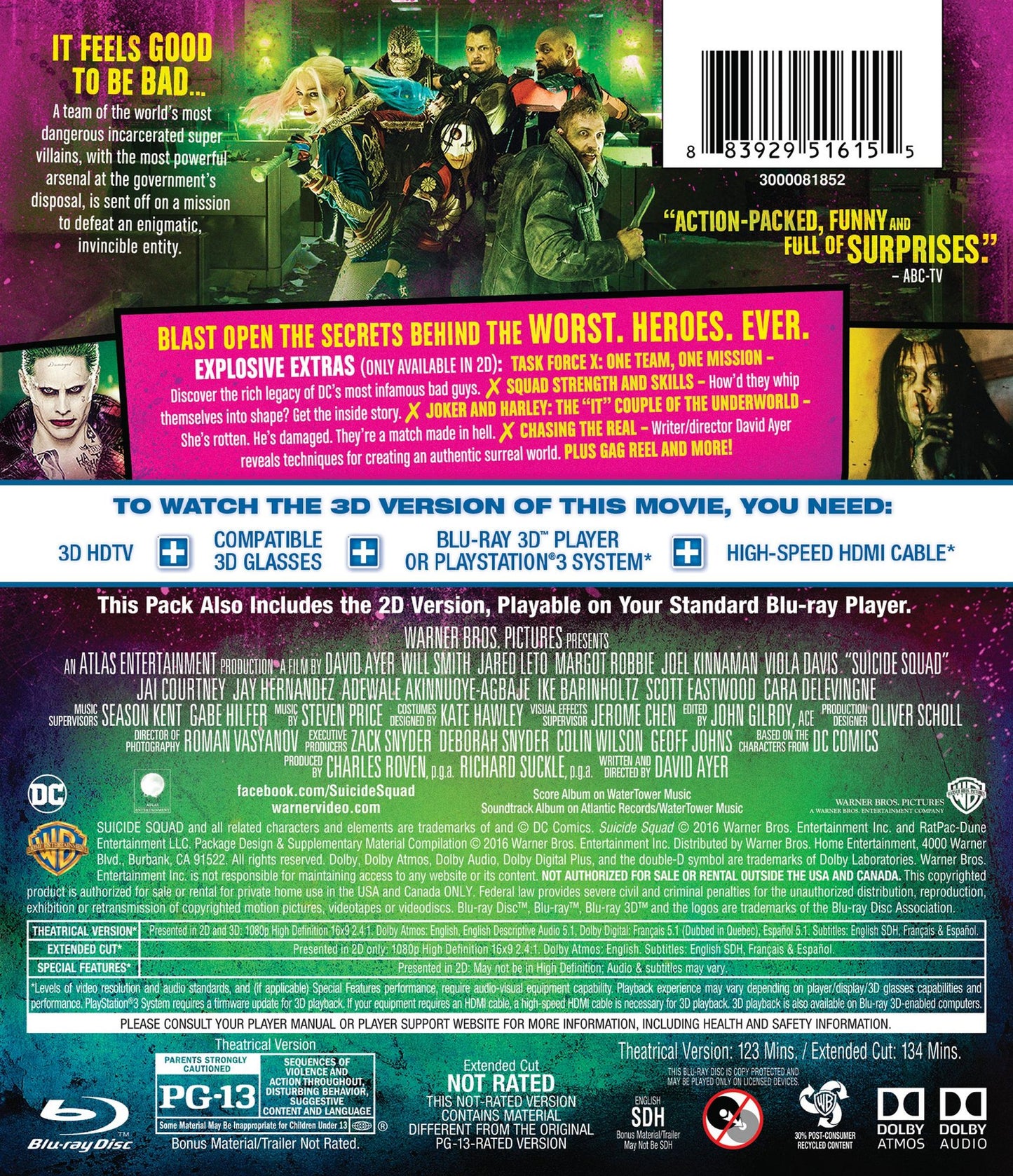 Suicide Squad [3D] [Blu-ray]