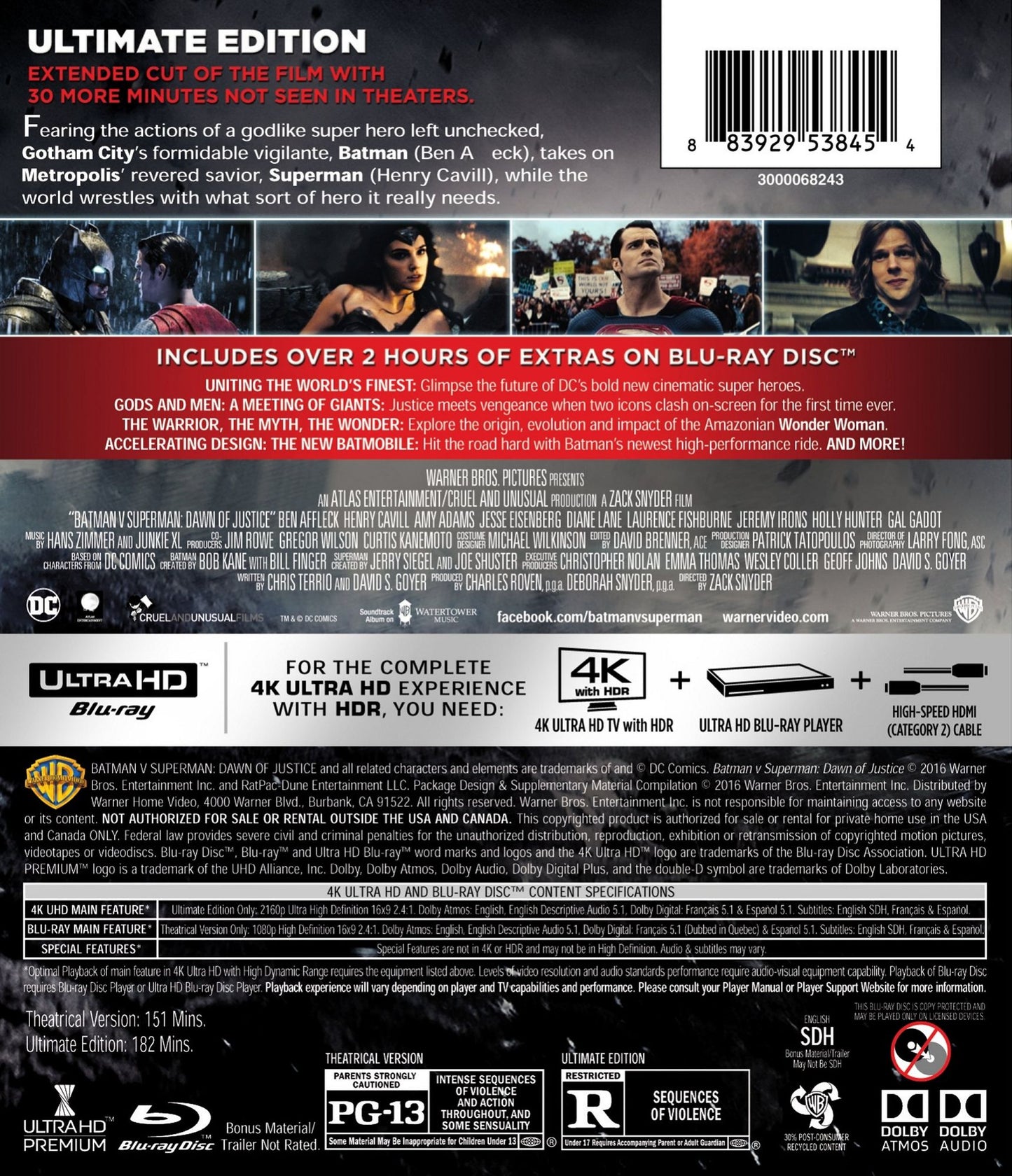 Batman v Superman: Dawn of Justice [Ultimate] [4K Ultra HD Blu-ray/Blu-ray]