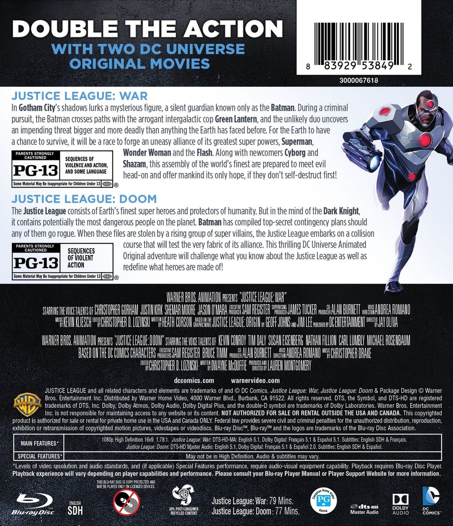 Justice League: War/Justice League: Doom [Blu-ray]
