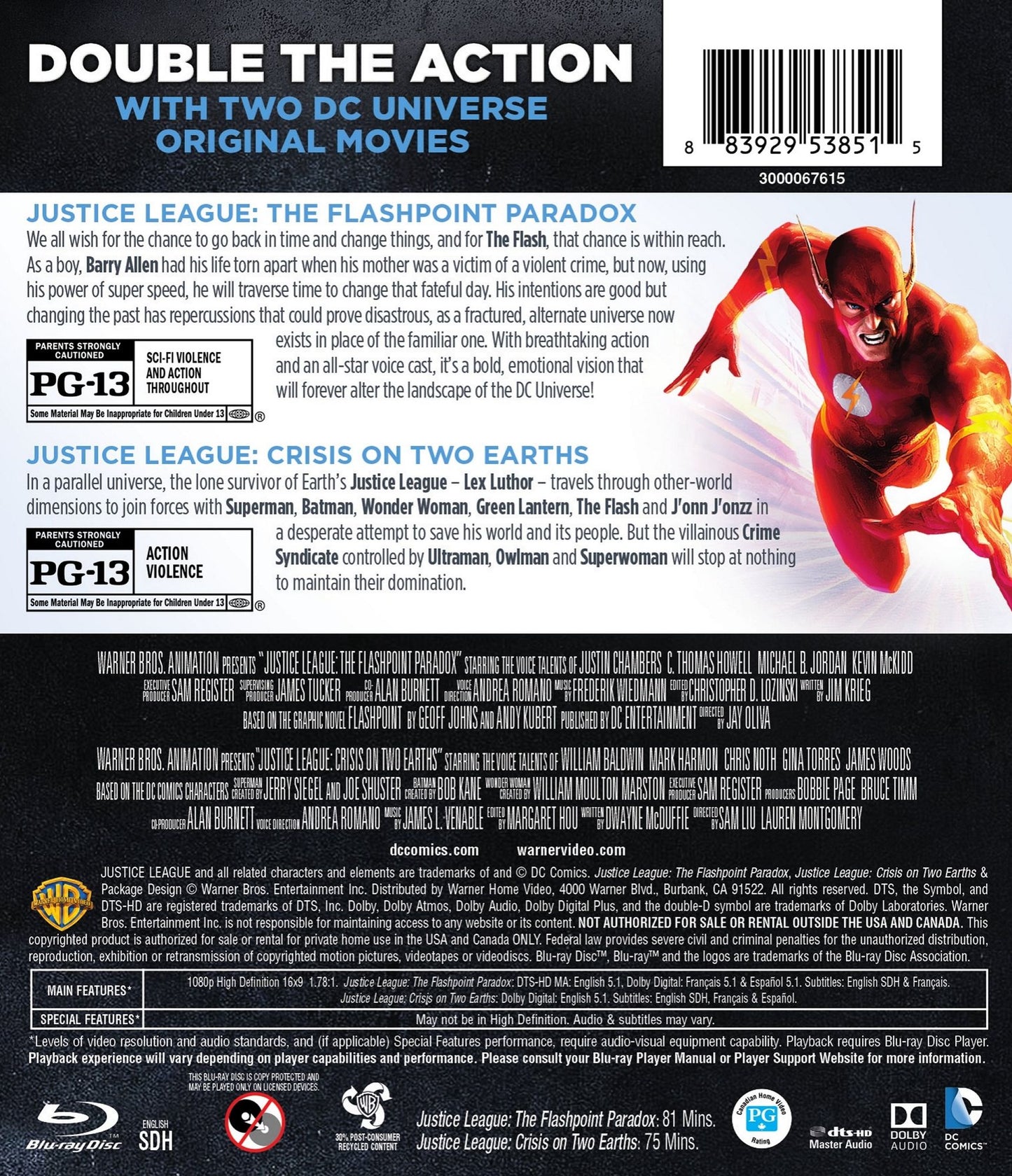 Justice Leage: The Flashpoint Paradox/Justice League: Crisis on Two Earths [Blu-ray] [2 Discs]