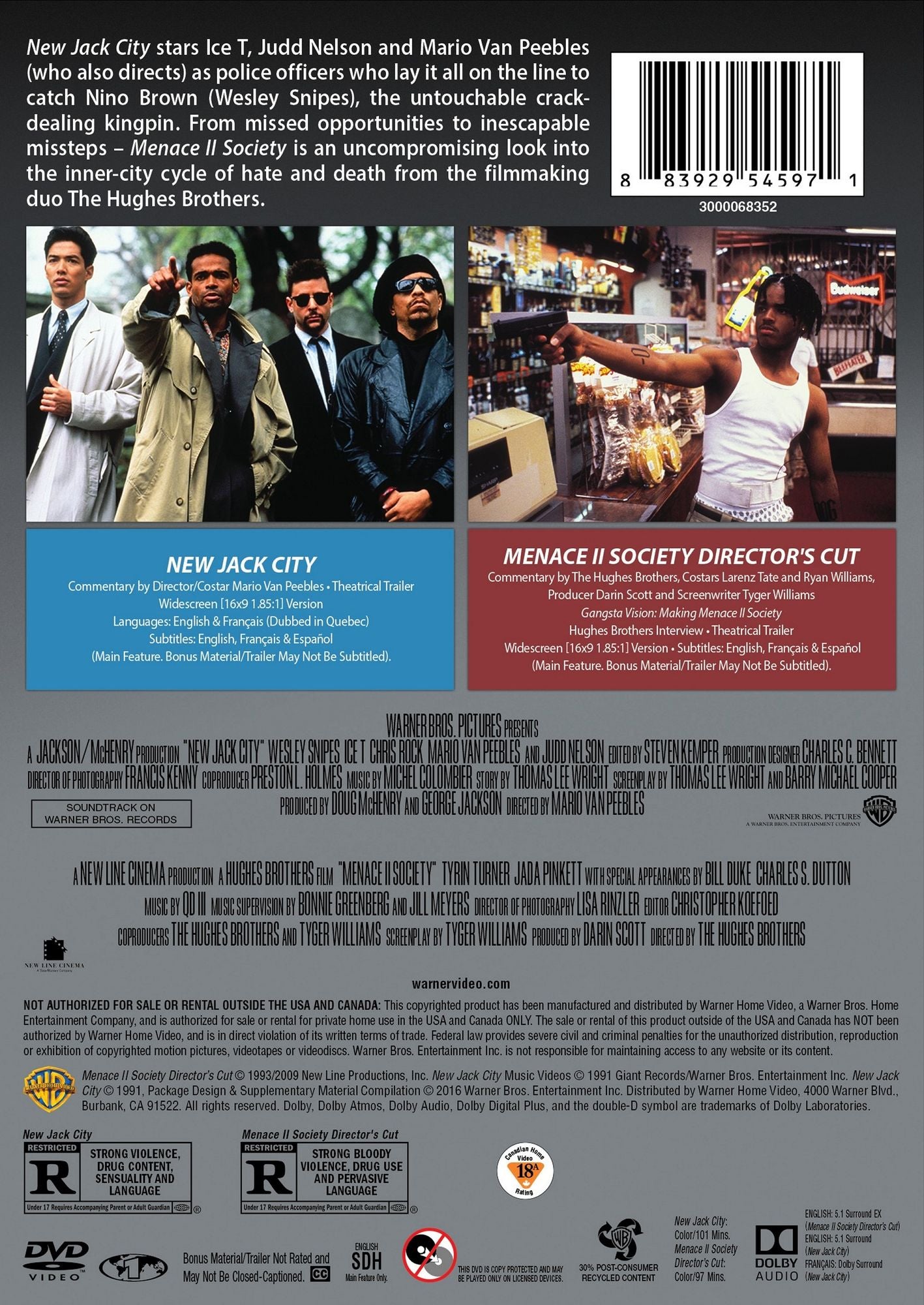 New Jack City/Menace II Society [2 Discs]
