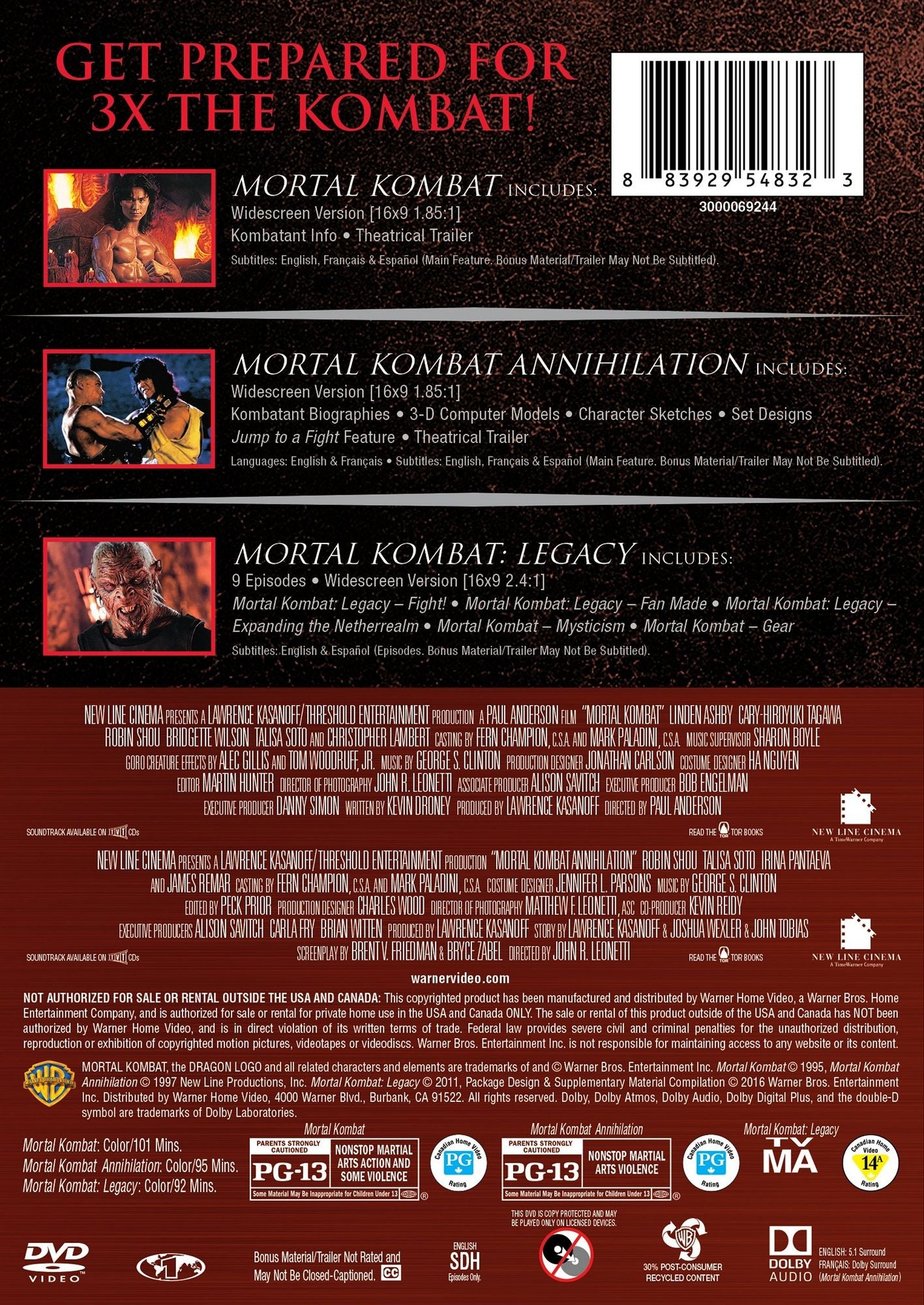 Mortal Kombat Franchise Collection [3 Discs]