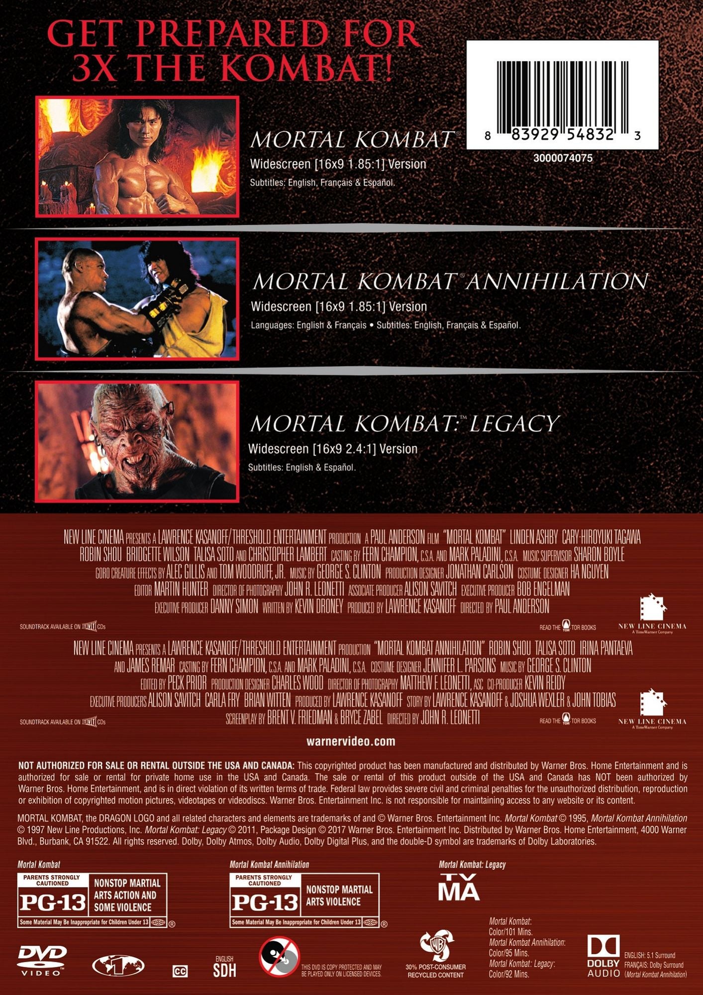 Mortal Kombat Franchise Collection [3 Discs]