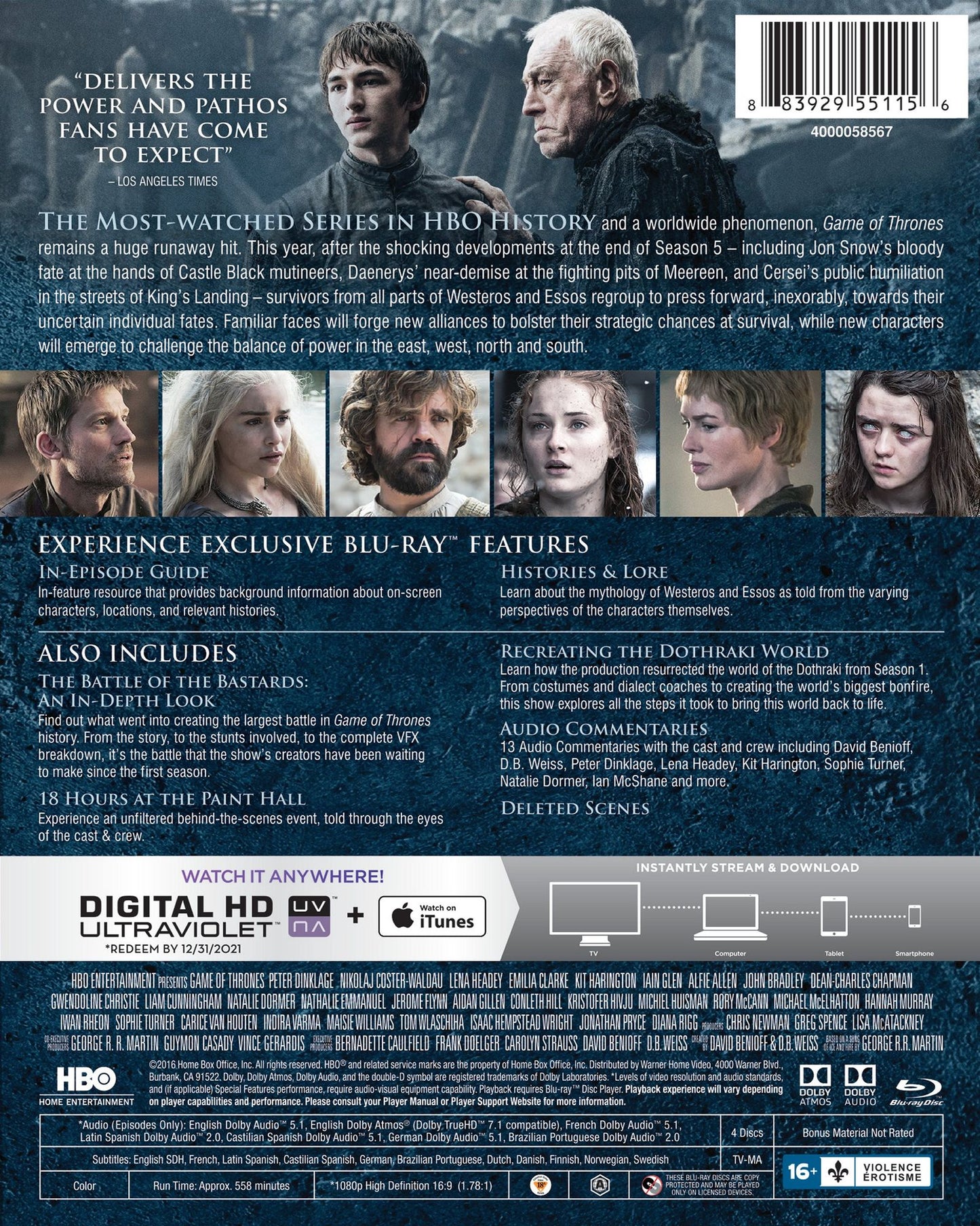Game of Thrones: The Complete 6th Season [Includes Digital Copy] [Blu-ray]