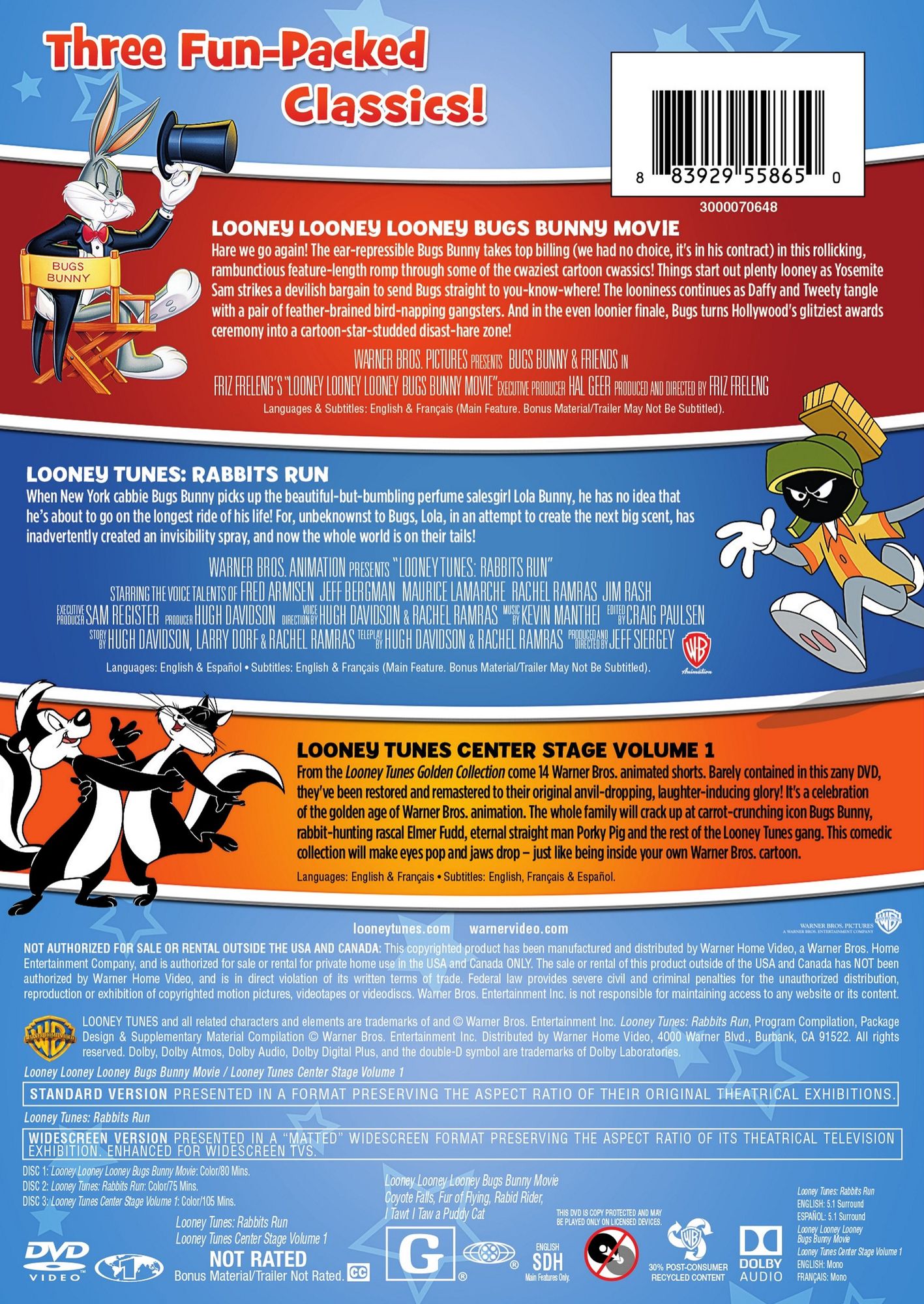 The Looney, Looney Looney Bugs Bunny Movie/Looney Tunes: Rabbits Run/Looney Tunes: Center Stage Vol. 1