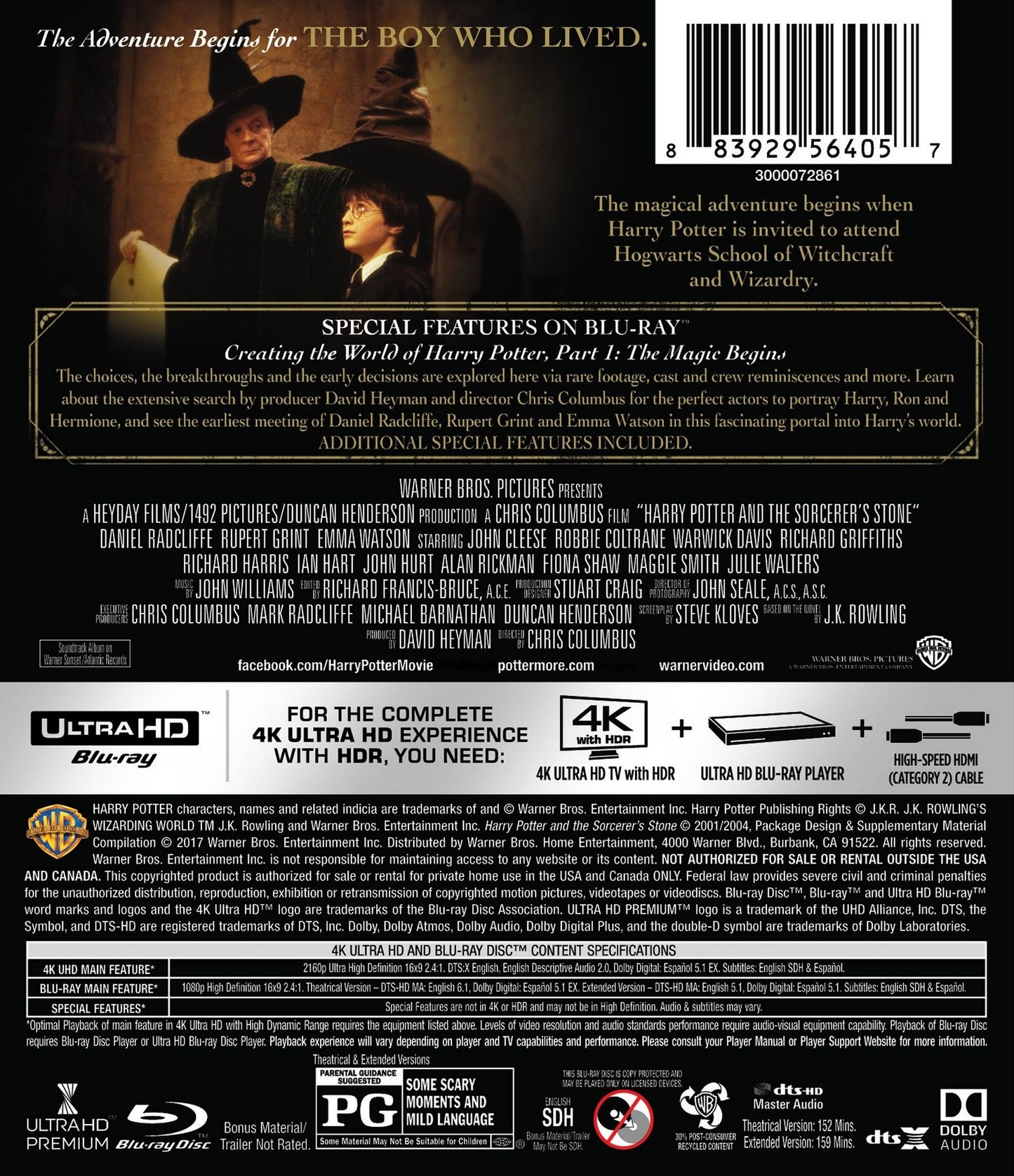 Harry Potter and the Sorcerer's Stone [4K Ultra HD Blu-ray/Blu-ray]