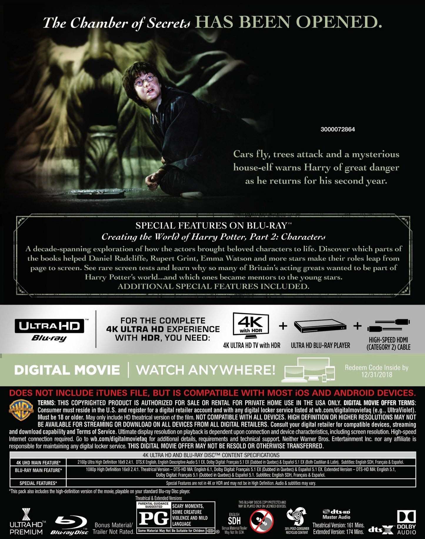Harry Potter and the Chamber of Secrets [4K Ultra HD Blu-ray/Blu-ray]