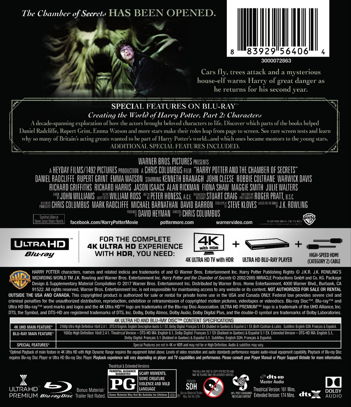 Harry Potter and the Chamber of Secrets [4K Ultra HD Blu-ray/Blu-ray]
