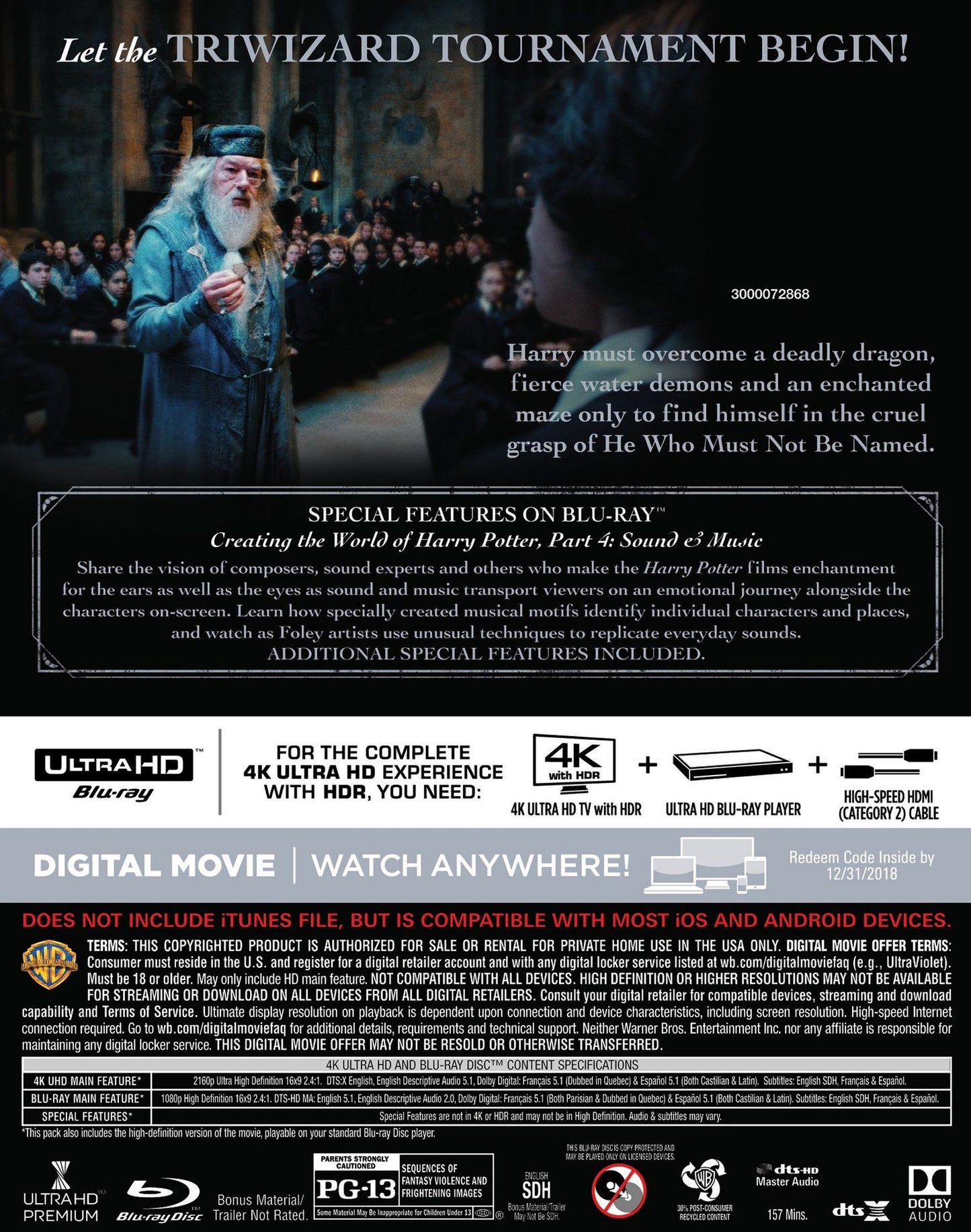 Harry Potter and the Goblet of Fire [4K Ultra HD Blu-ray/Blu-ray]
