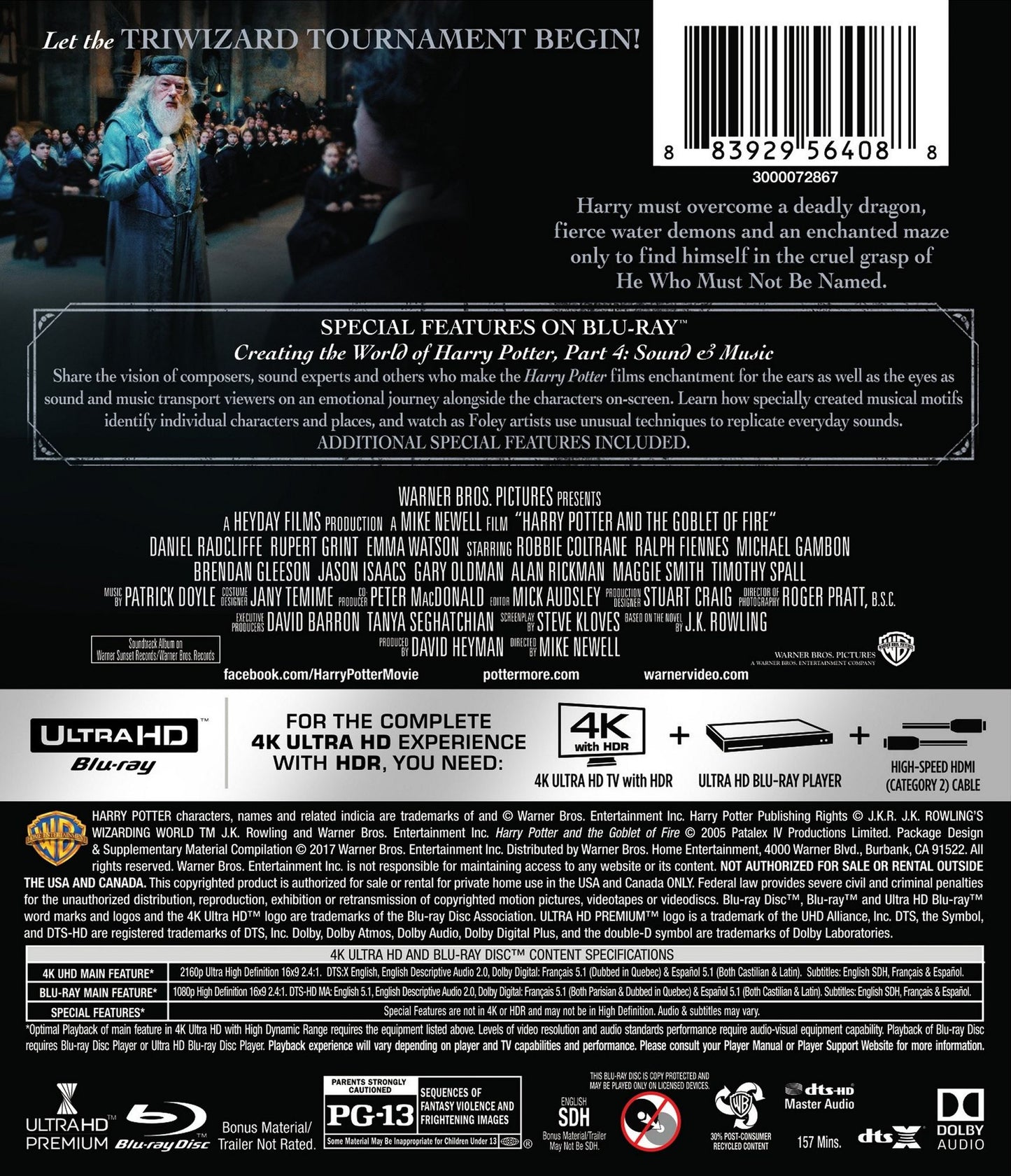 Harry Potter and the Goblet of Fire [4K Ultra HD Blu-ray/Blu-ray]