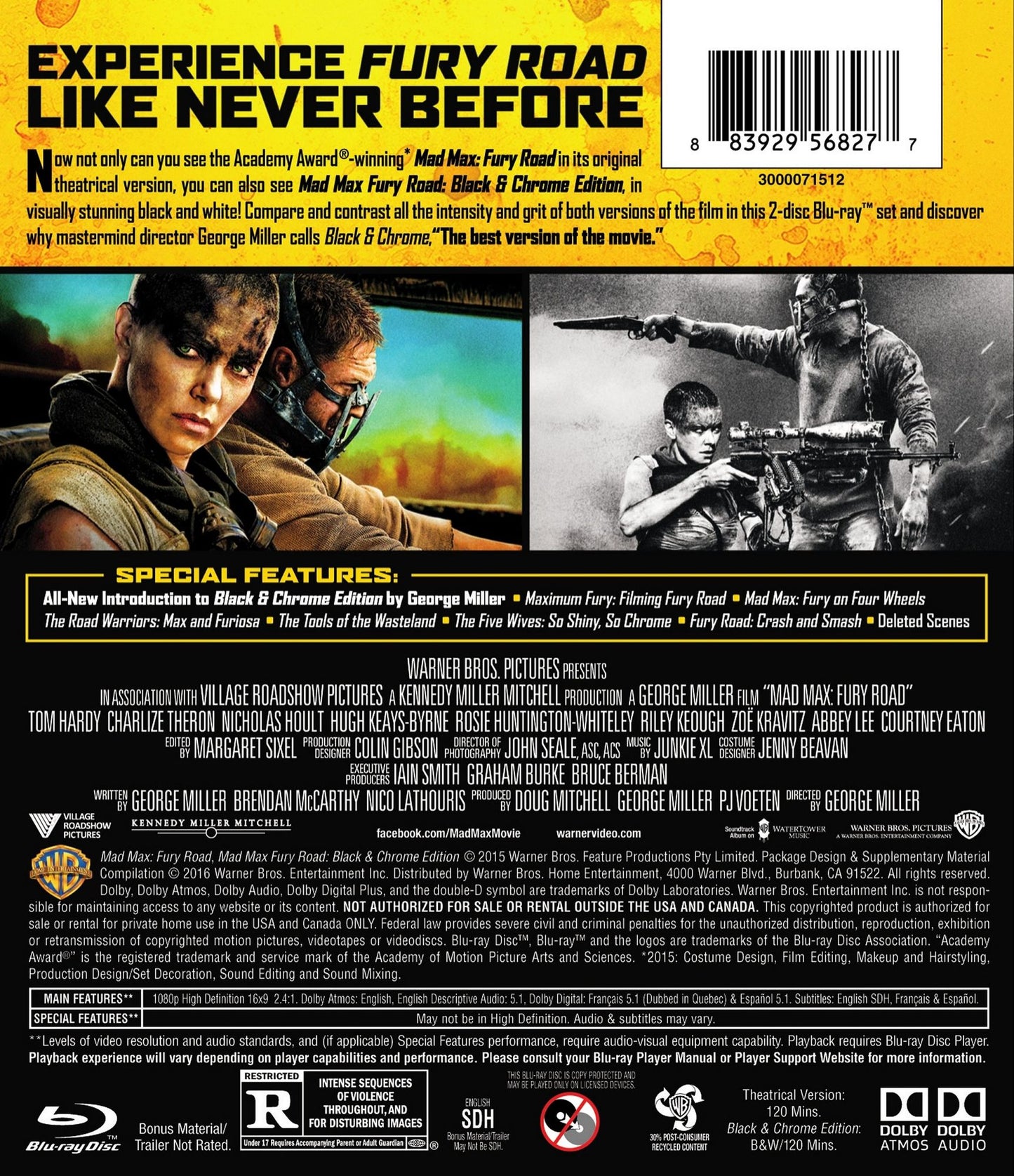 Mad Max: Fury Road/Mad Max: Fury Road - Black & Chrome Edition [Blu-ray]