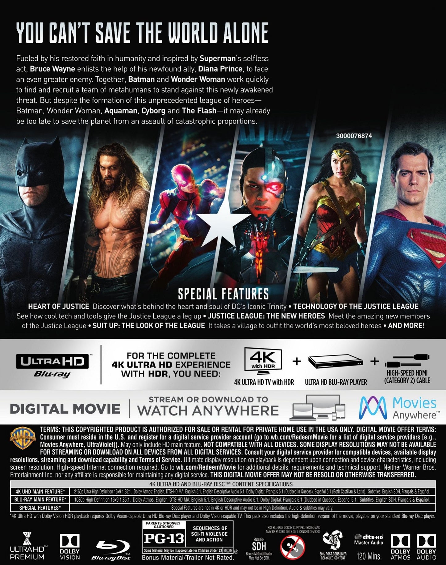 Justice League [4K Ultra HD Blu-ray/Blu-ray]