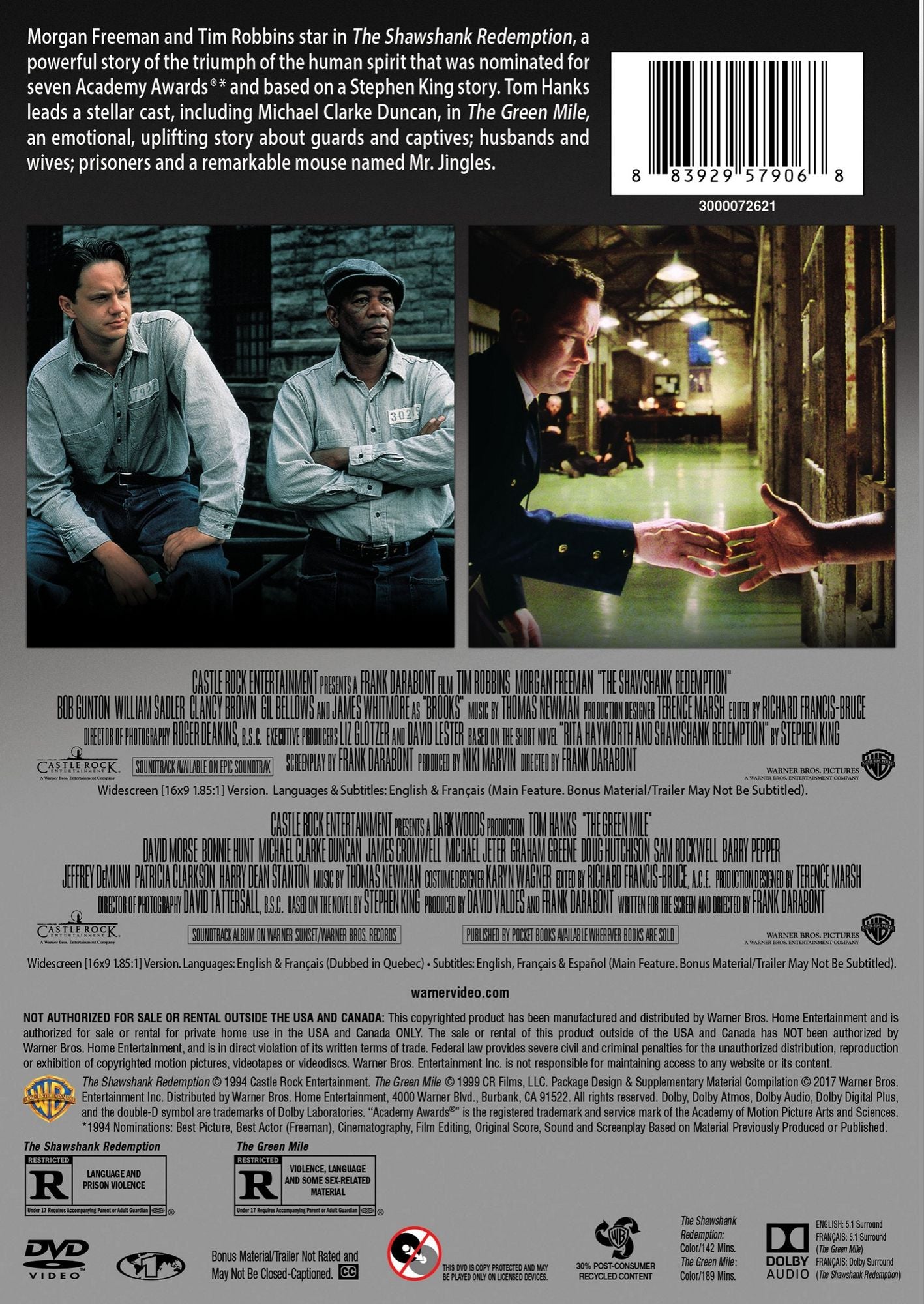 The Shawshank Redemption/The Green Mile [2 Discs]