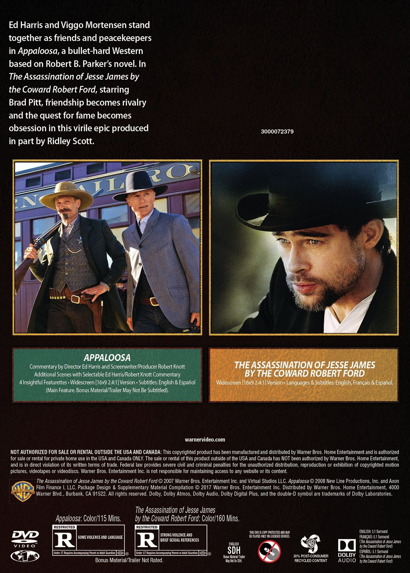 Appaloosa/assassination Of Jesse James By The Coward Robert Ford