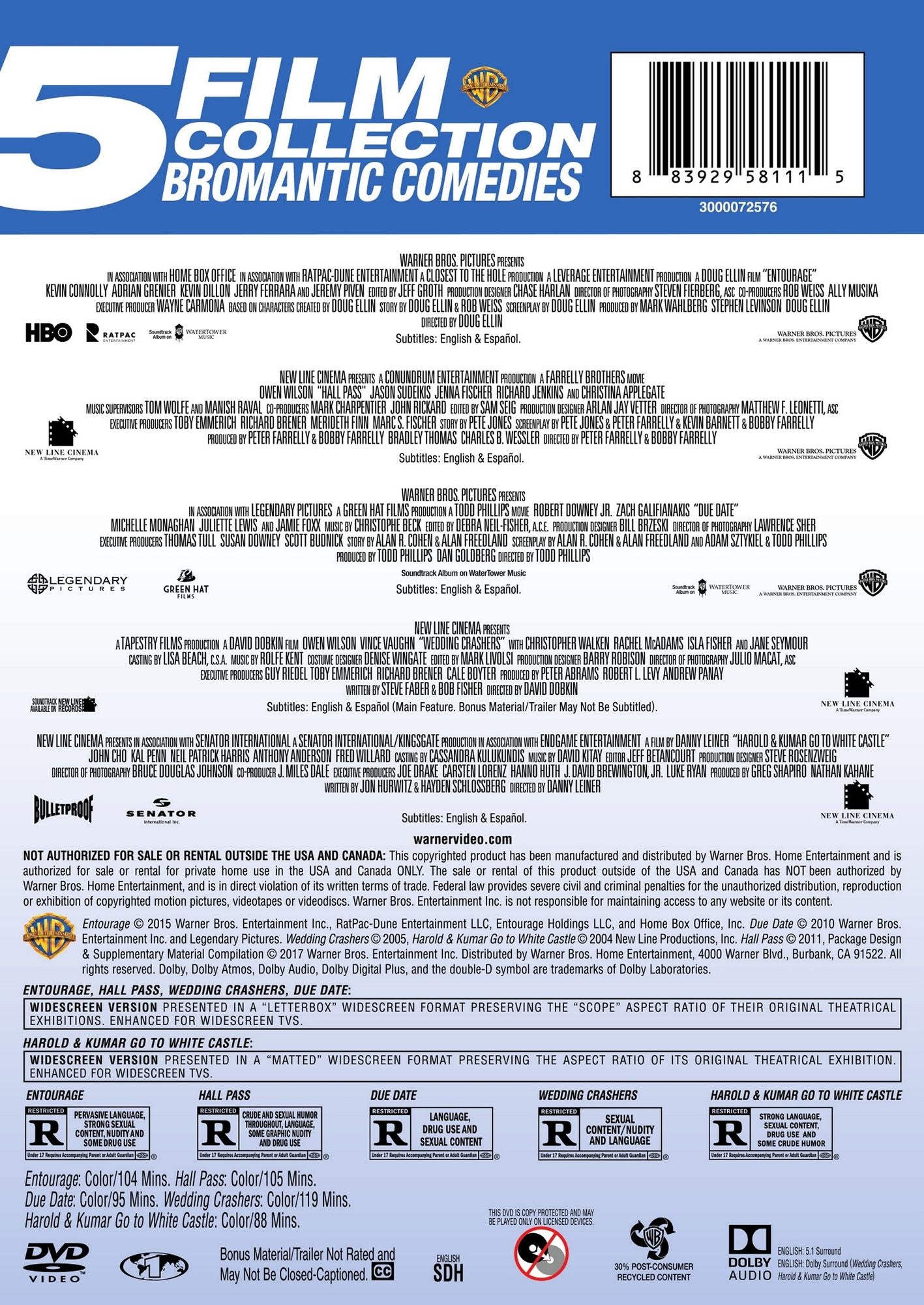 5 Film Collection: Bromantic Comedies [3 Discs]