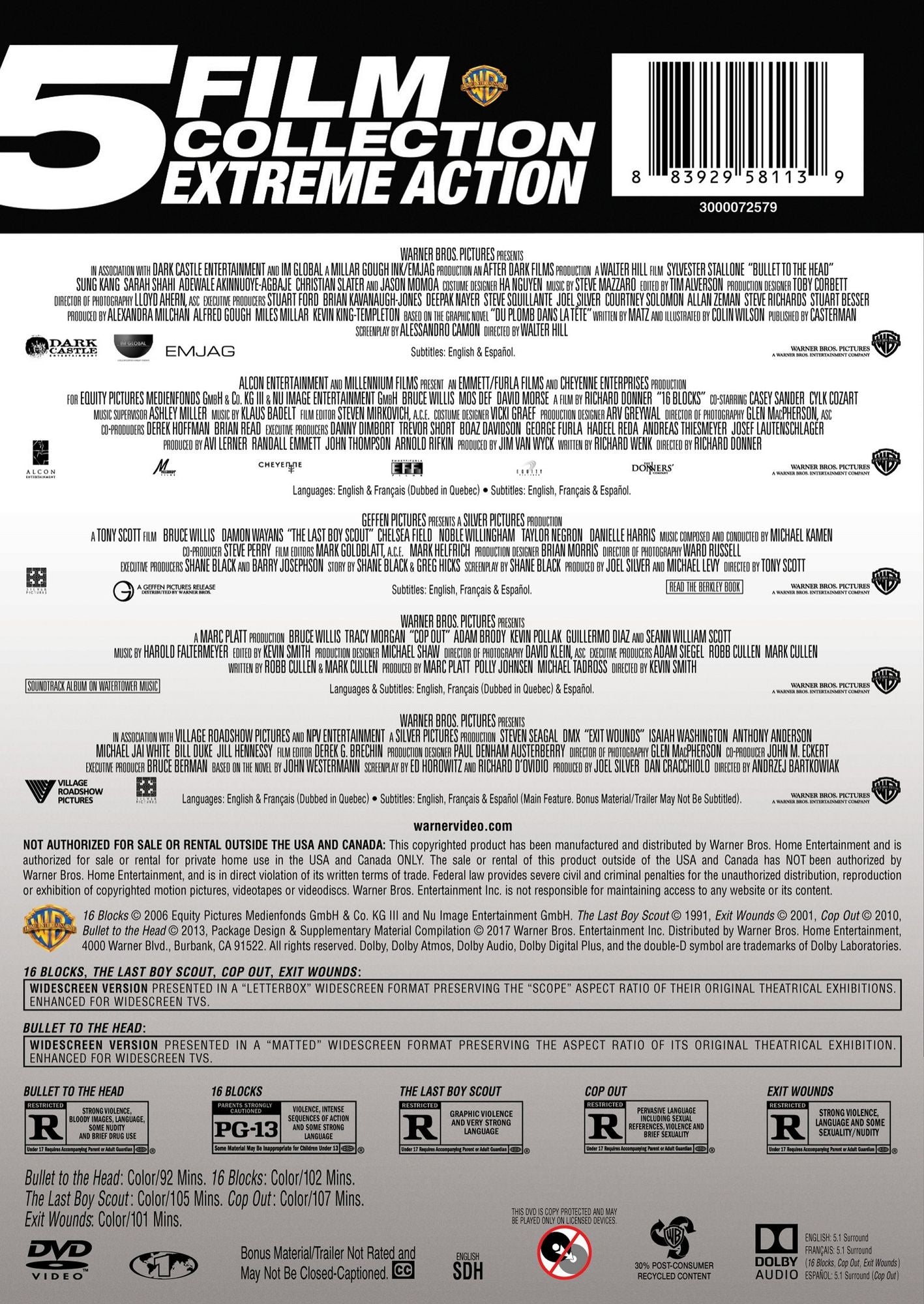 5 Film Collection: Extreme Action Collection [3 Discs]